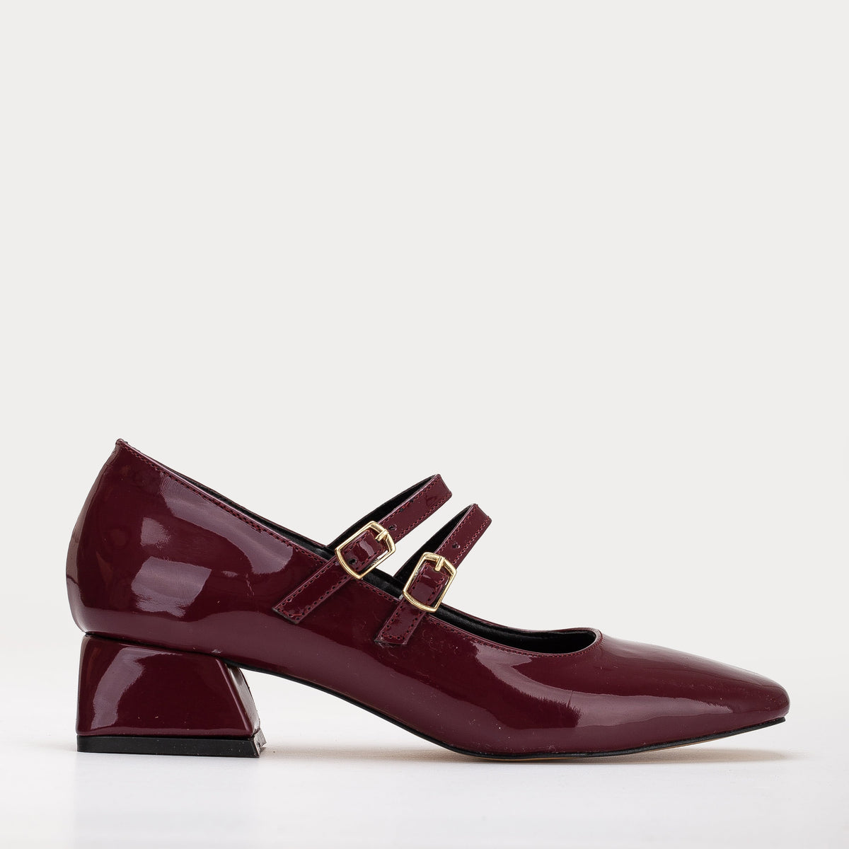 Lizbeth - Red Cherry Mary Jane Shoes – front three-quarter view showing leather, red, SimmiUnique
