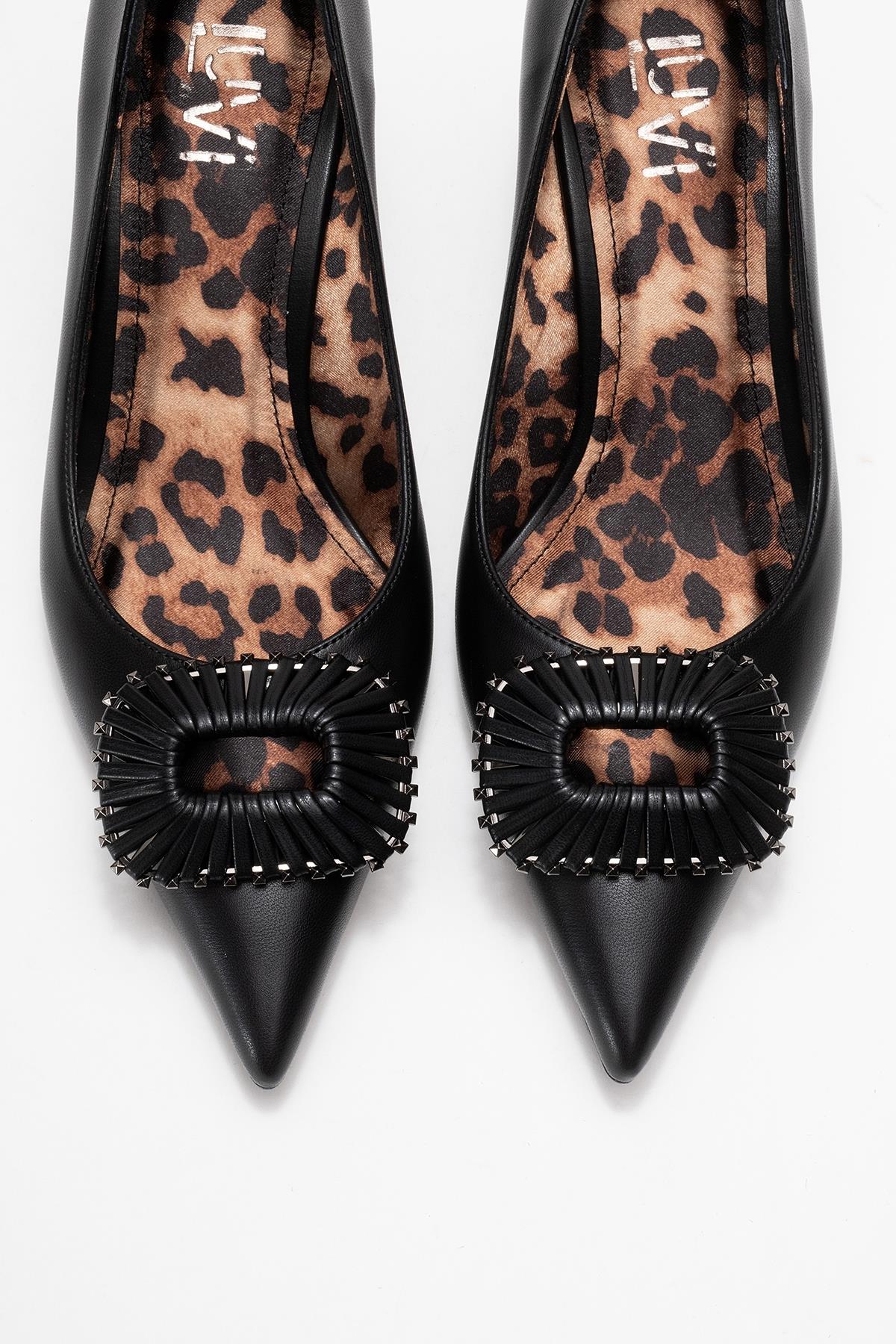 Great - Black Buckle Heeled Shoe – side view showing leather, black, SimmiUnique