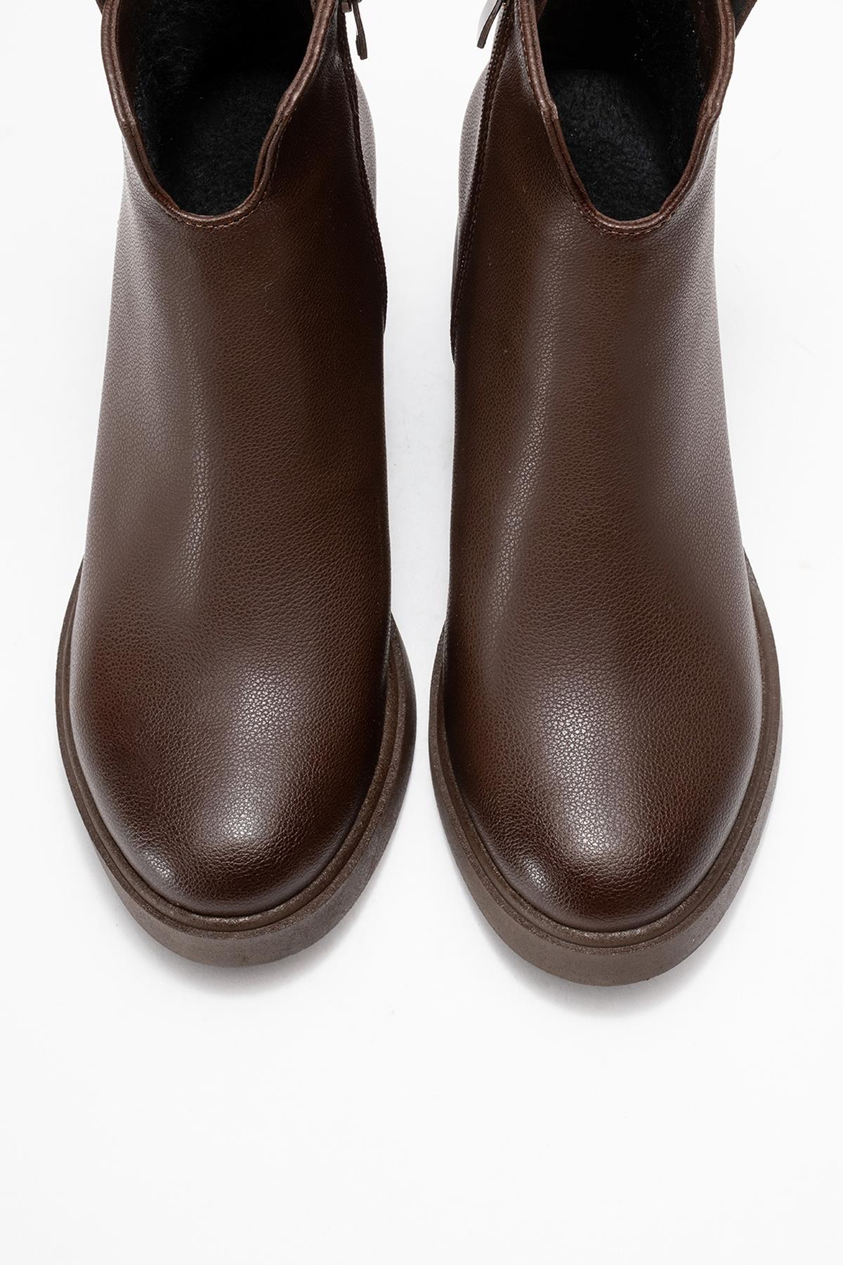 Mier - Brown Ankle Boot – side view showing leather, SimmiUnique