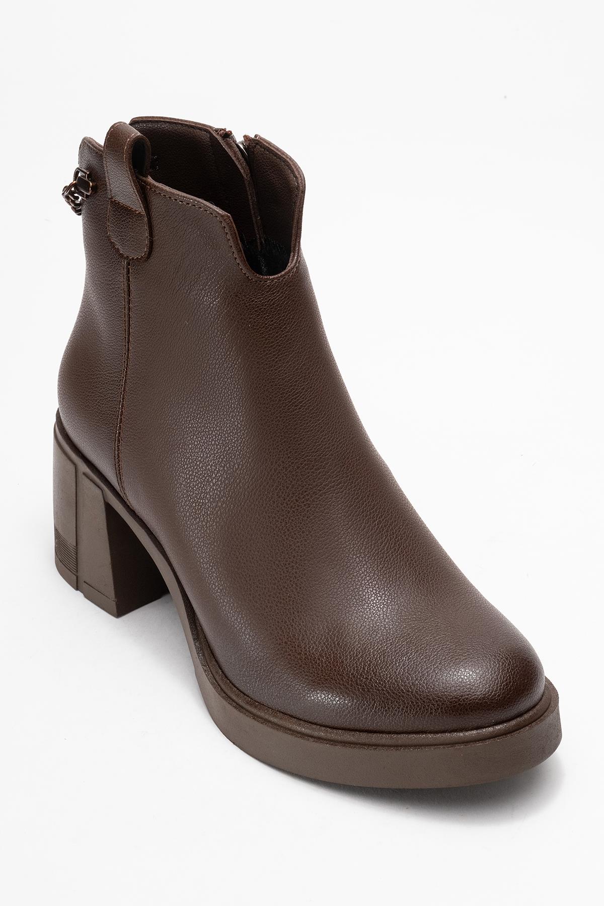 Mier - Brown Ankle Boot – detail view showing leather, SimmiUnique