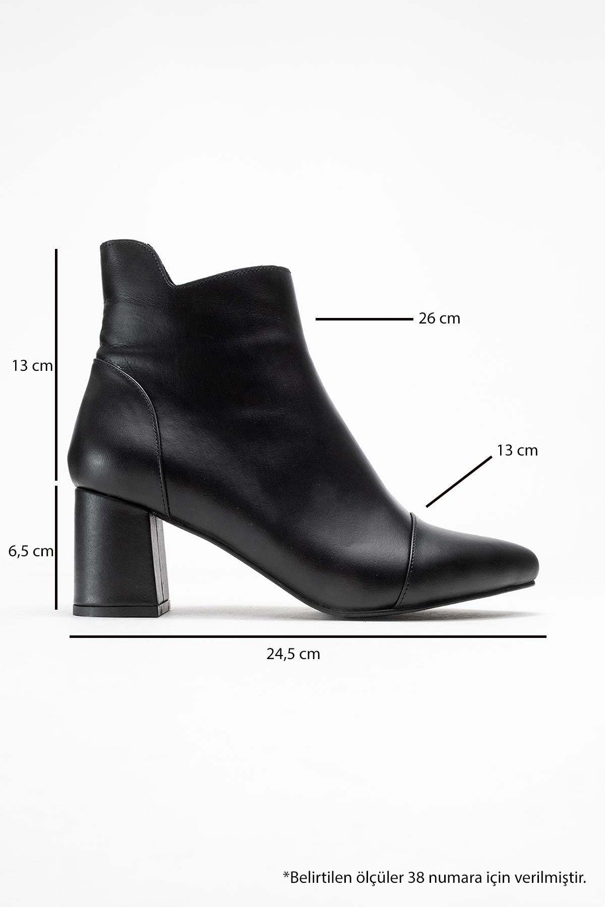 Gael - Black Genuine Leather Block Heel Ankle Boot – top view showing leather, black, SimmiUnique
