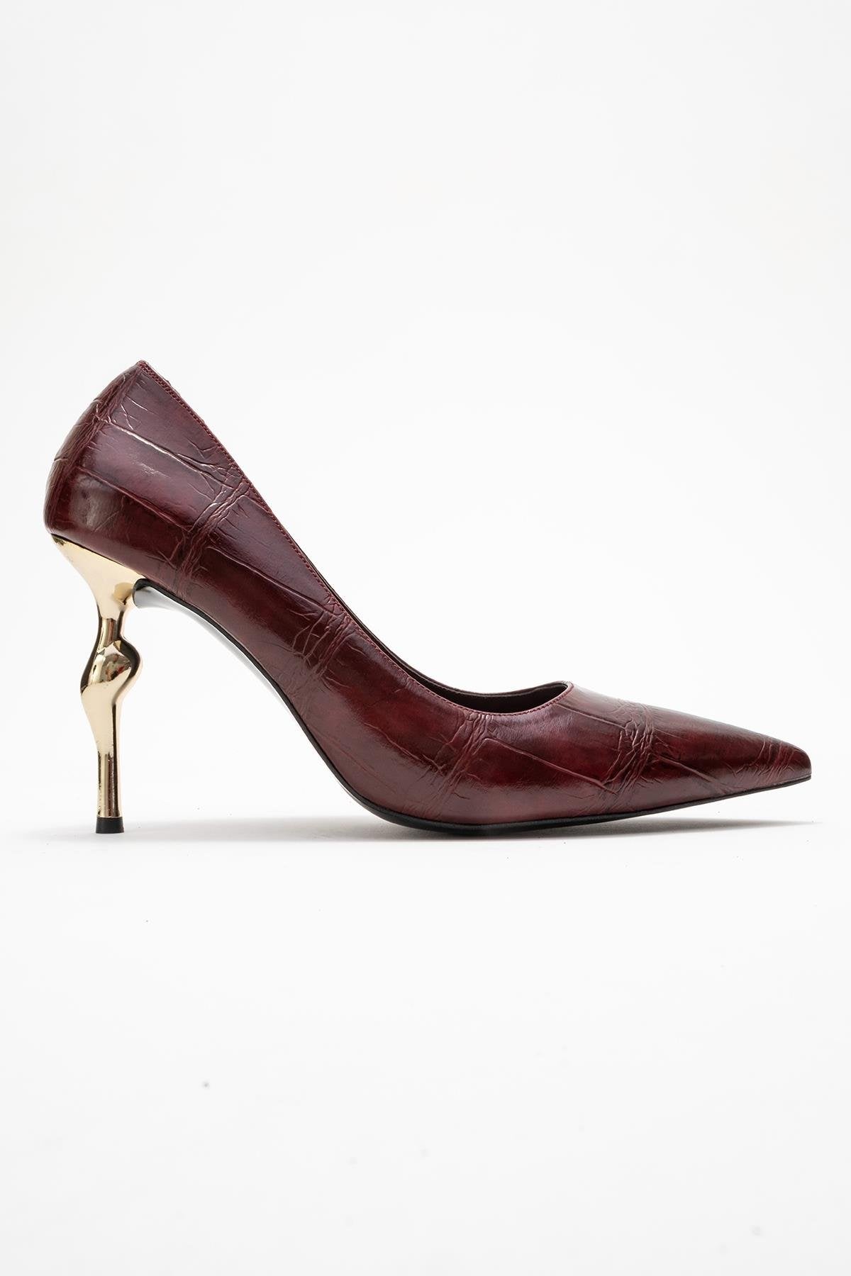 Hudson - Burgundy Stiletto Heel Shoe – top view showing leather, SimmiUnique