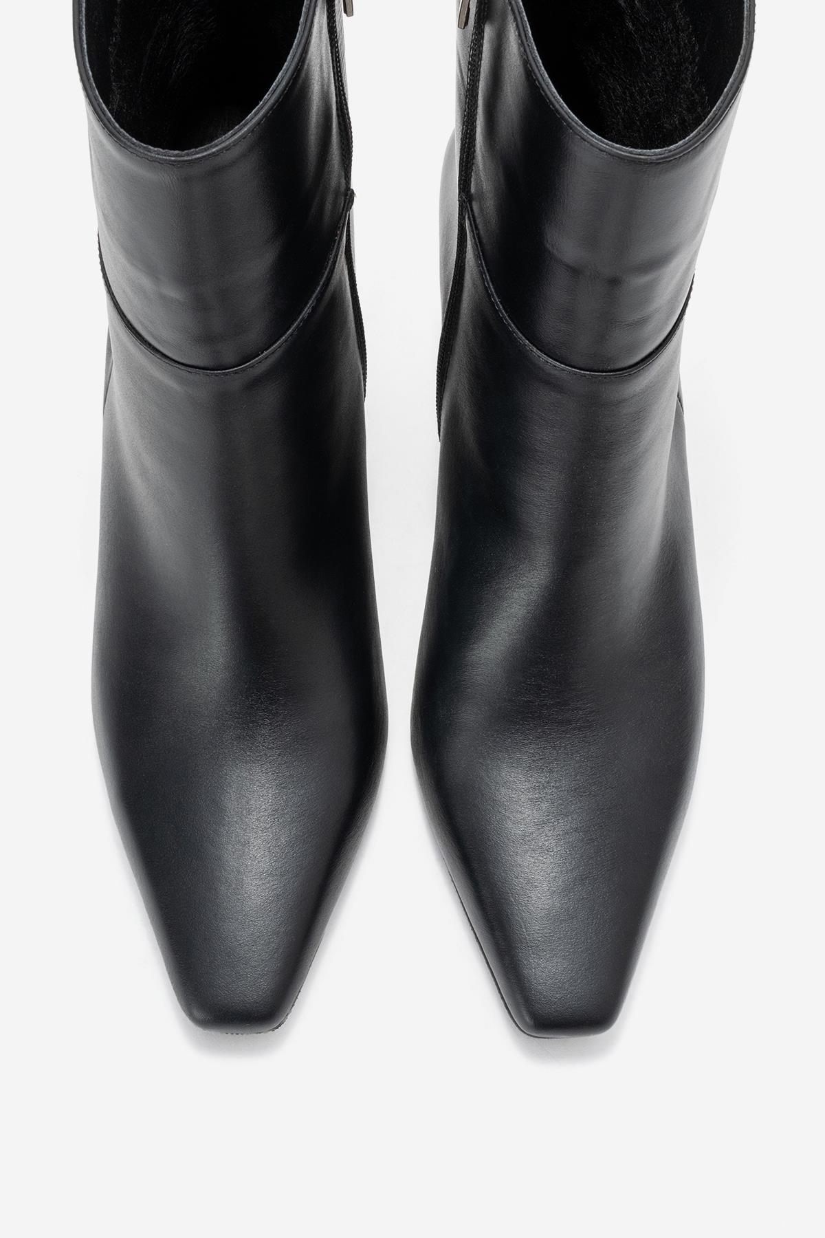 Kyoto - Black Genuine Leather Block Heel Boot – side view showing leather, black, SimmiUnique