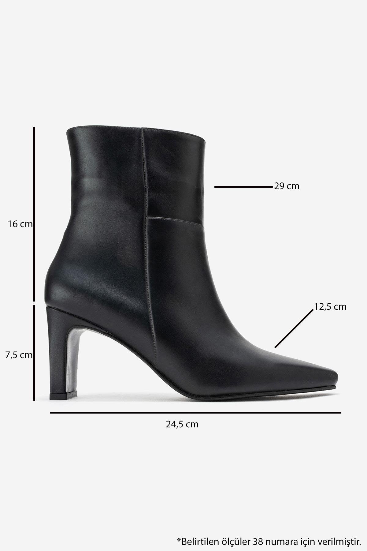 Kyoto - Black Genuine Leather Block Heel Boot – top view showing leather, black, SimmiUnique