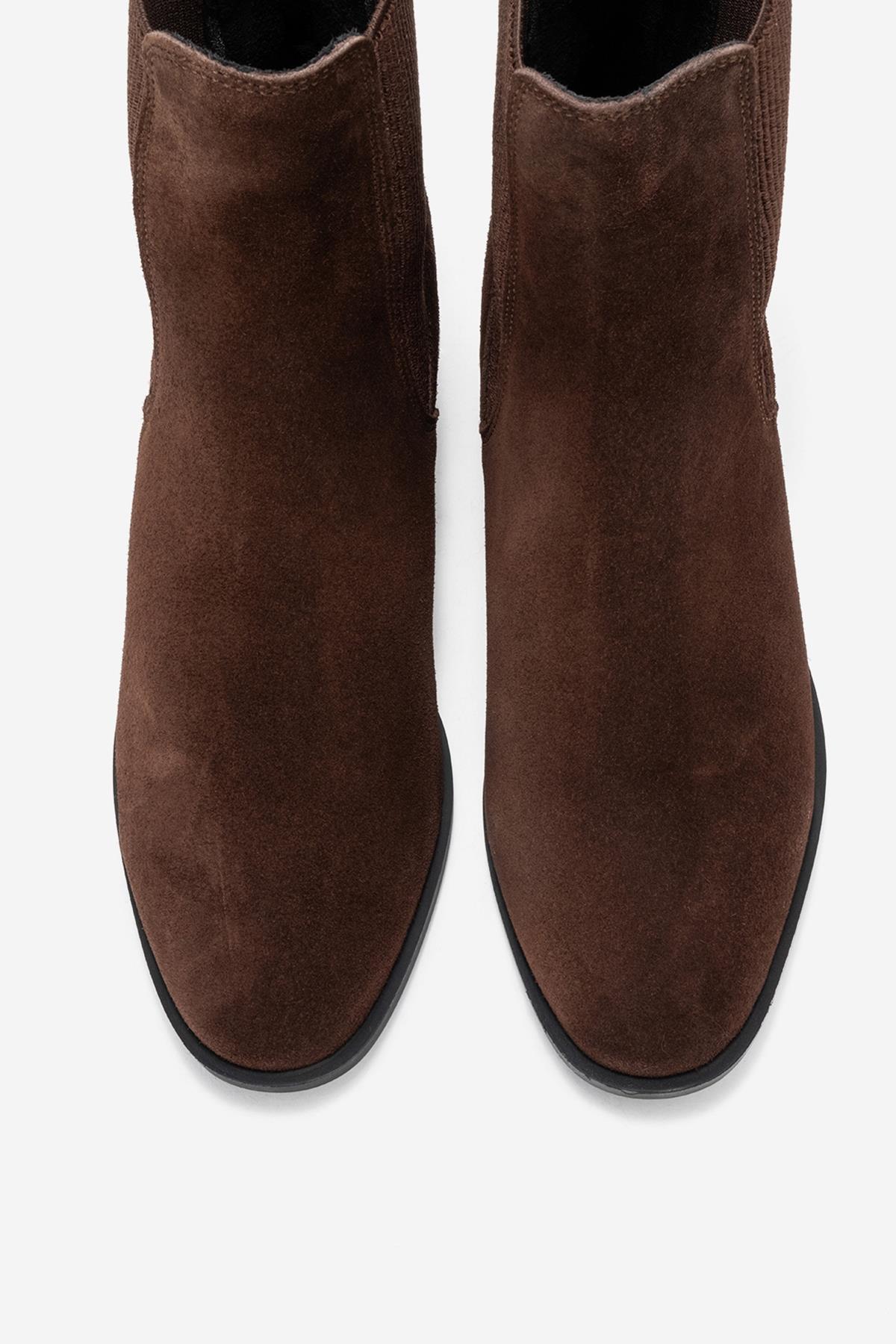 Neiva - Brown Suede Genuine Leather Chelsea Boot – side view showing leather, suede, SimmiUnique