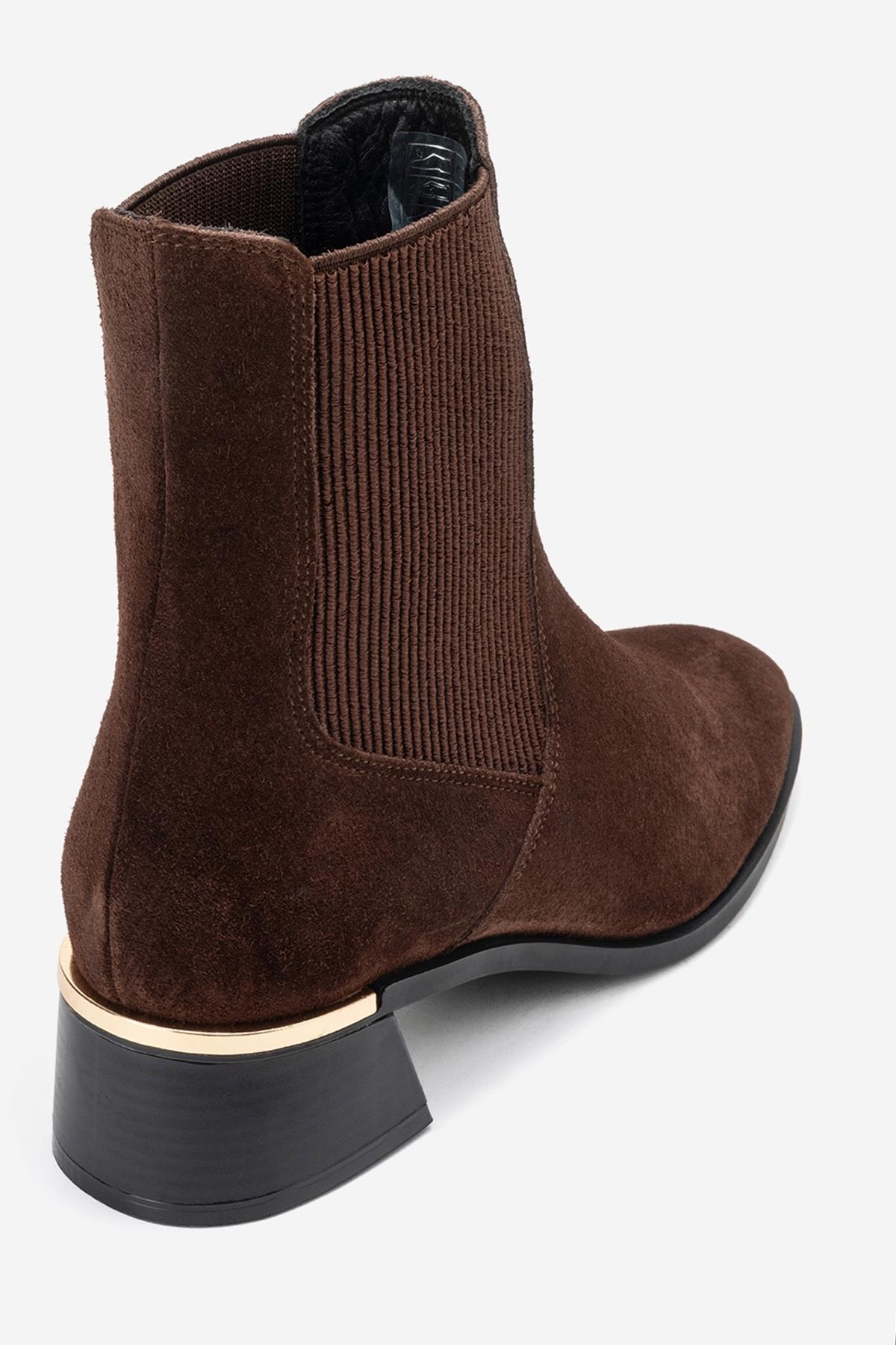 Neiva - Brown Suede Genuine Leather Chelsea Boot – back view showing leather, suede, SimmiUnique
