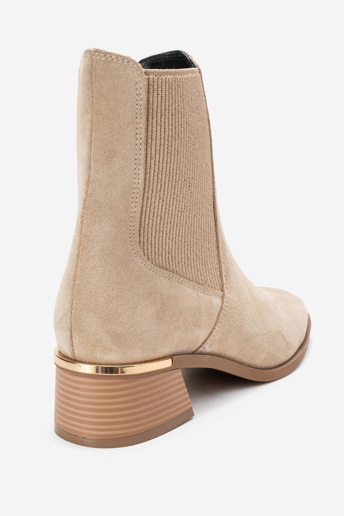 Neiva - Beige Suede Genuine Leather Chelsea Boot – back view showing leather, suede, SimmiUnique