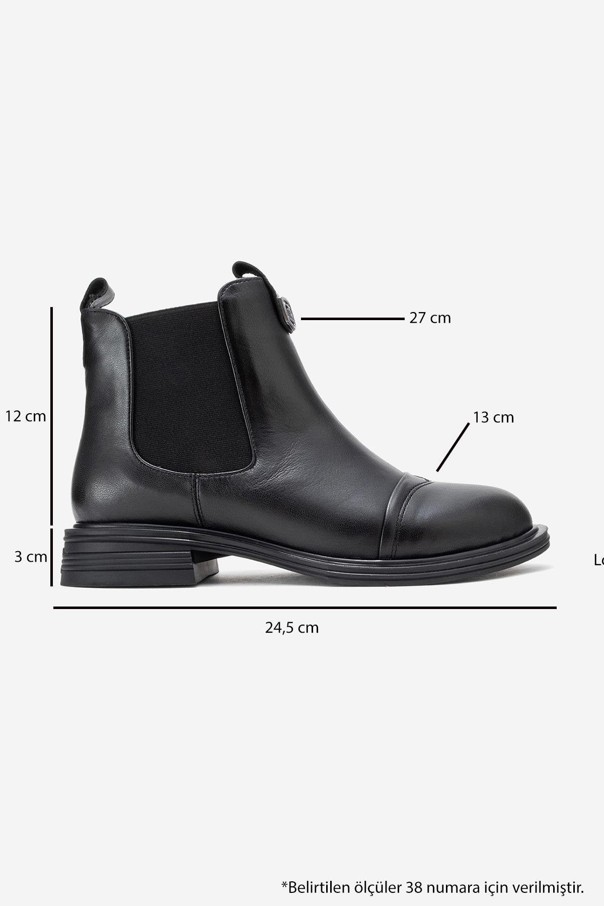 Sidney - Black Genuine Leather Buckled Elastic Chelsea Boot – top view showing leather, black, SimmiUnique