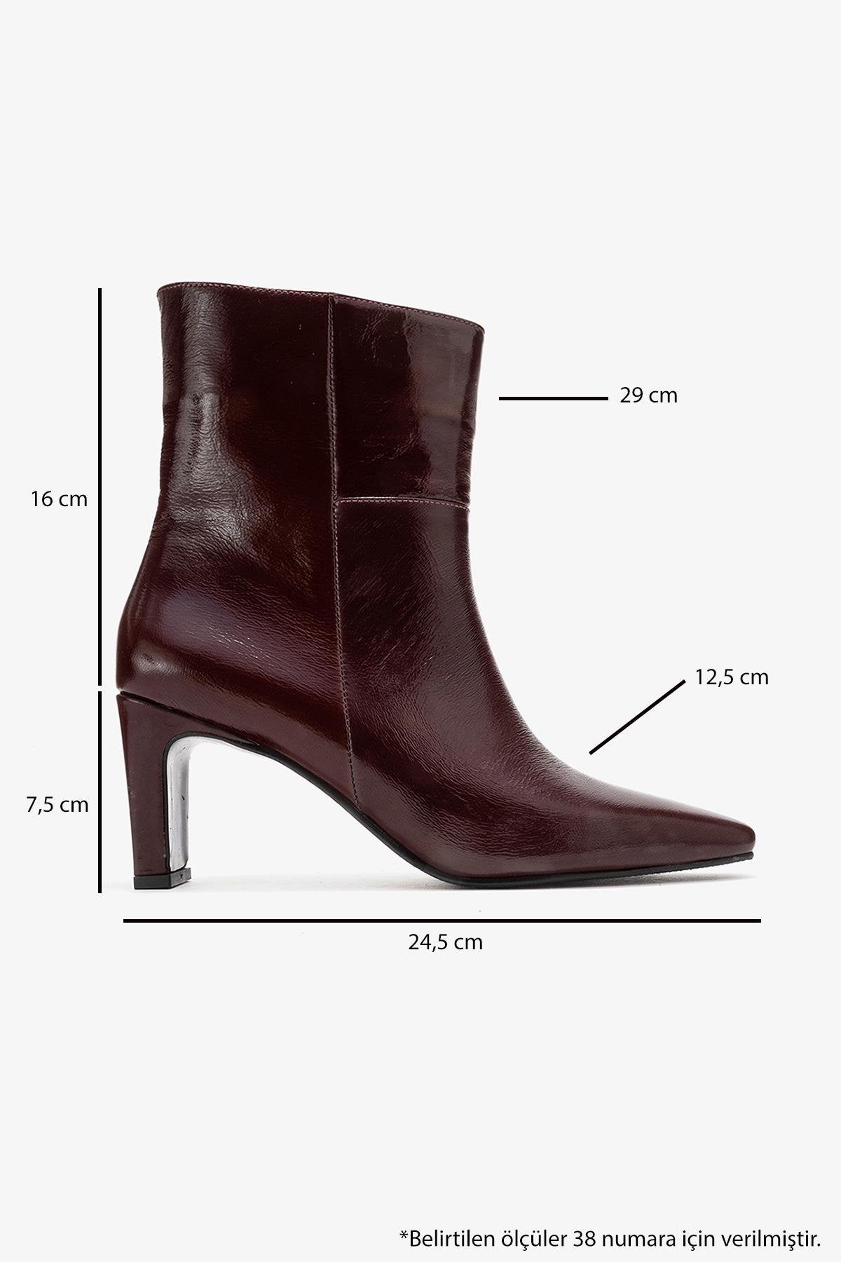 Kyoto - Burgundy Genuine Leather Block Heel Boot – top view showing leather, SimmiUnique