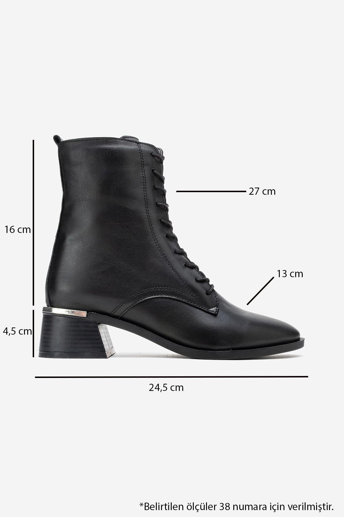 Avia - Black Genuine Leather Block Heel Boot – top view showing leather, black, SimmiUnique