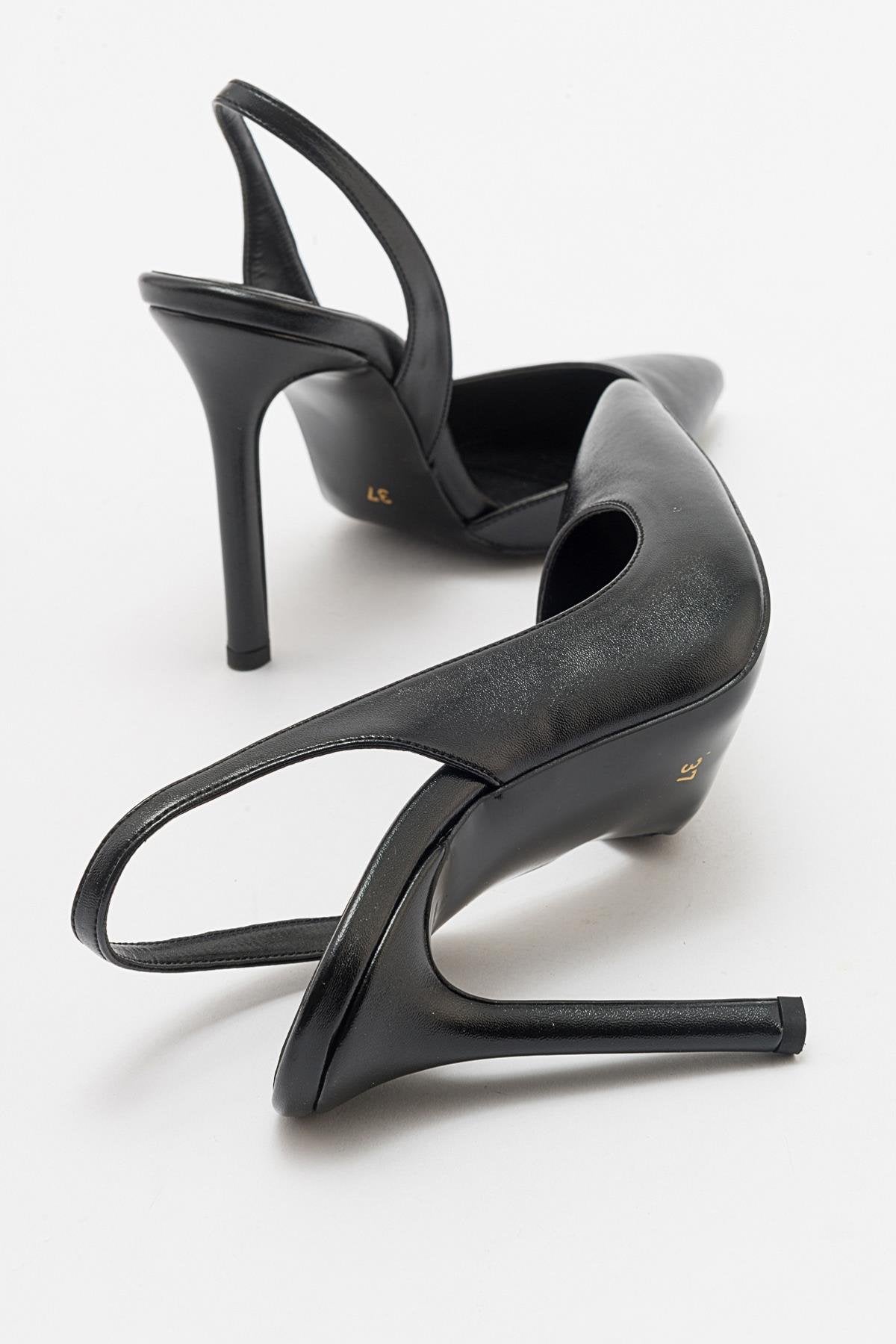 Twine - Black Heeled Shoe – side view showing leather, black, SimmiUnique