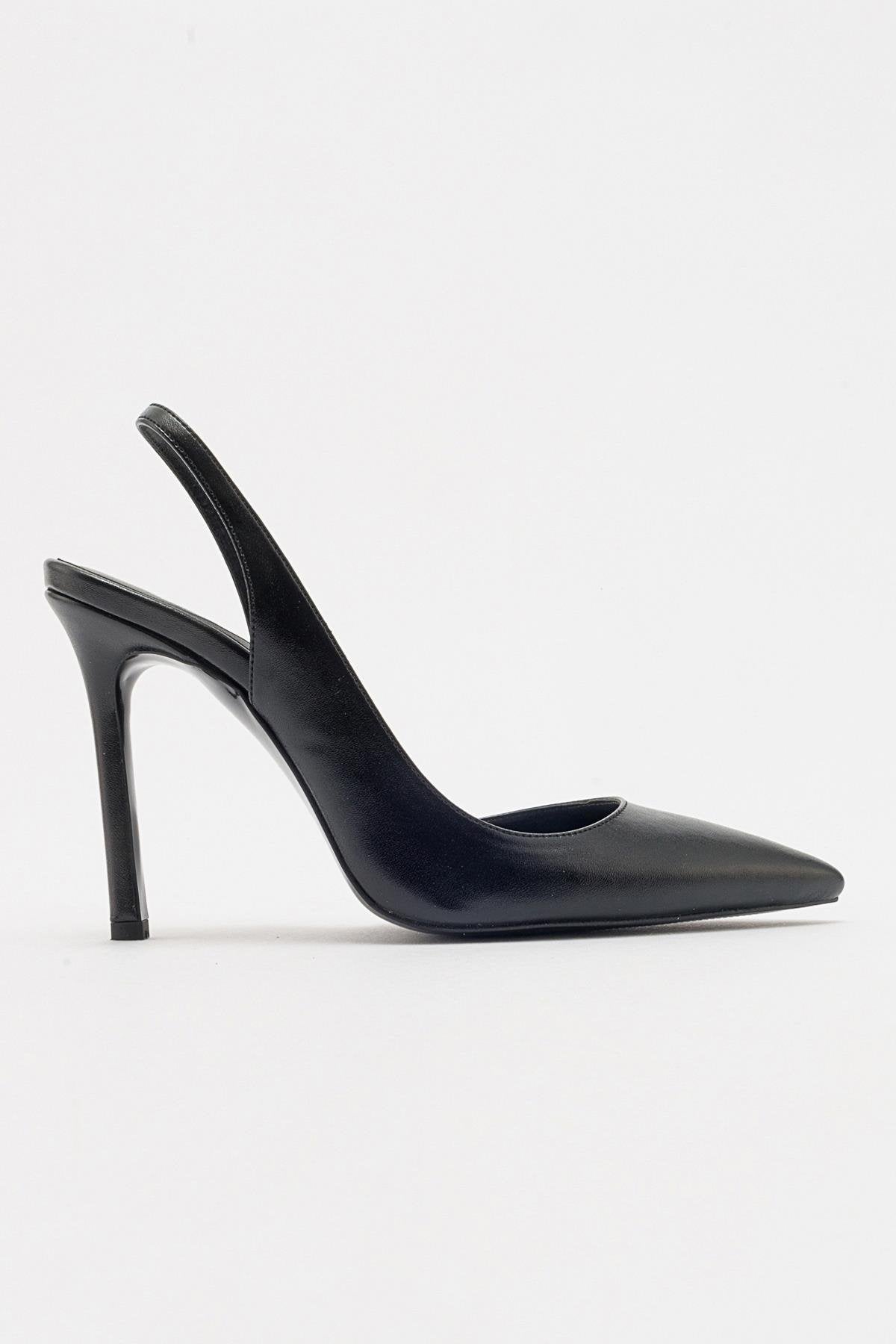 Twine - Black Heeled Shoe – top view showing leather, black, SimmiUnique
