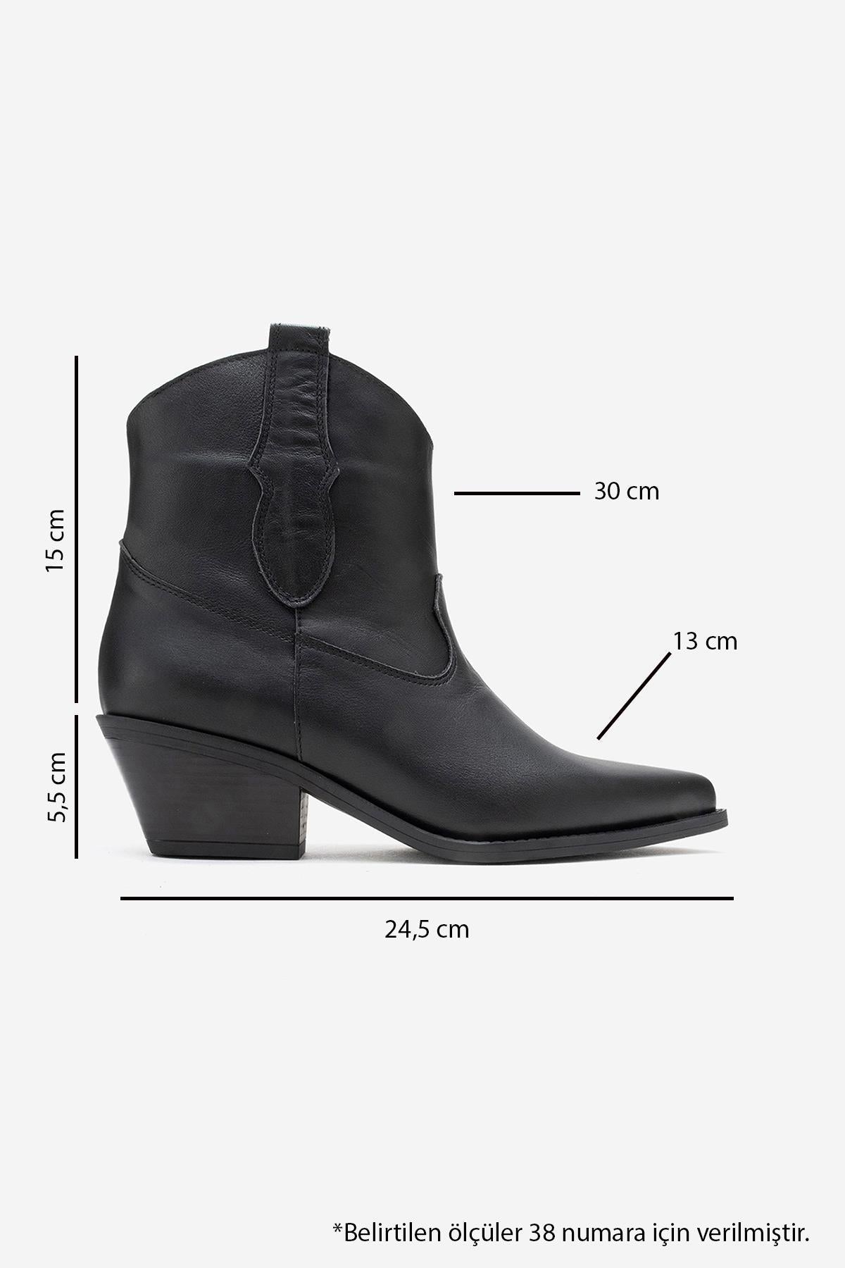 Elia - Black Genuine Leather Western Boot – top view showing leather, black, red, SimmiUnique