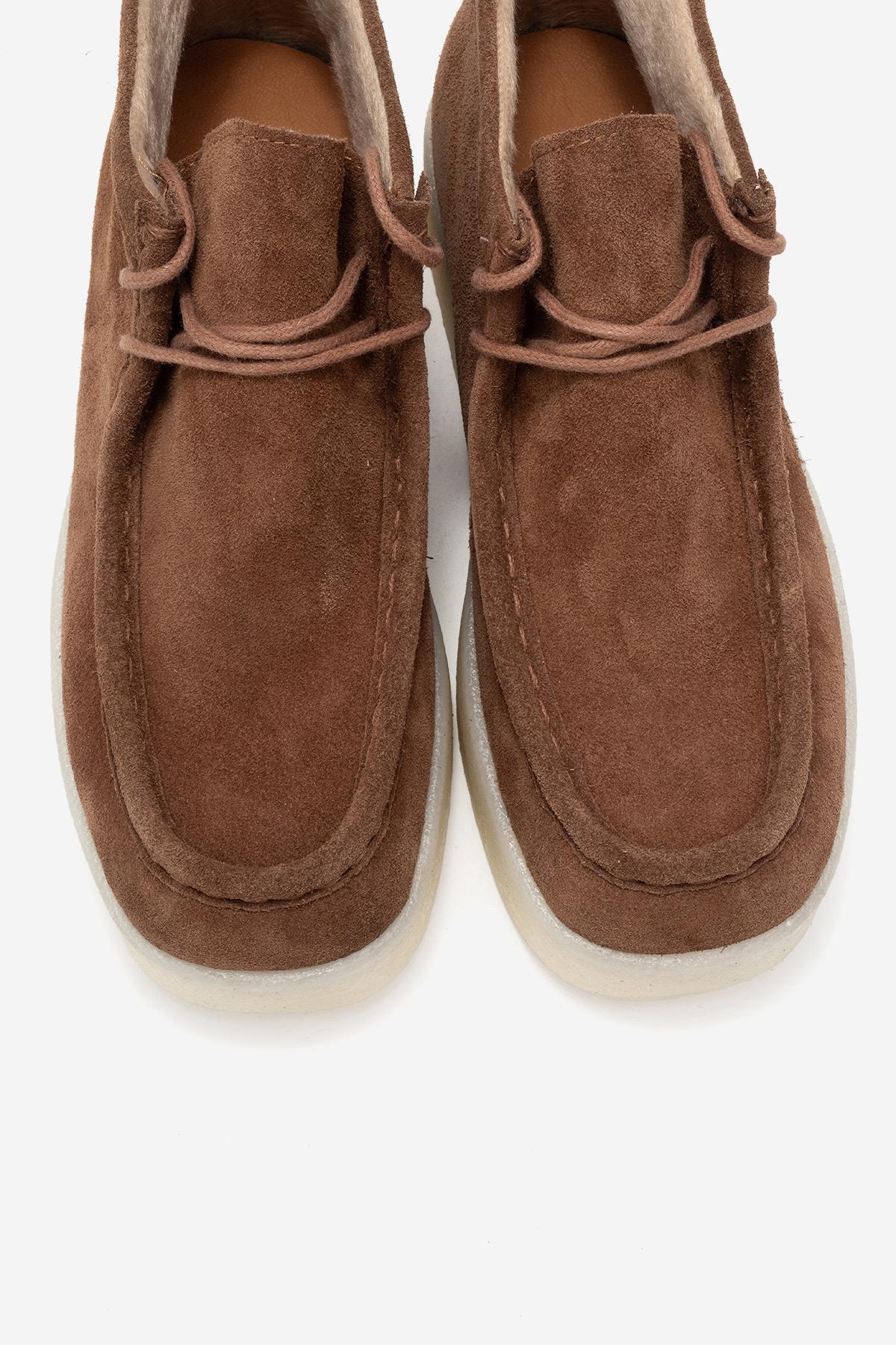 Melia - Cognac Suede Genuine Leather Ankle Boot – side view showing leather, suede, SimmiUnique