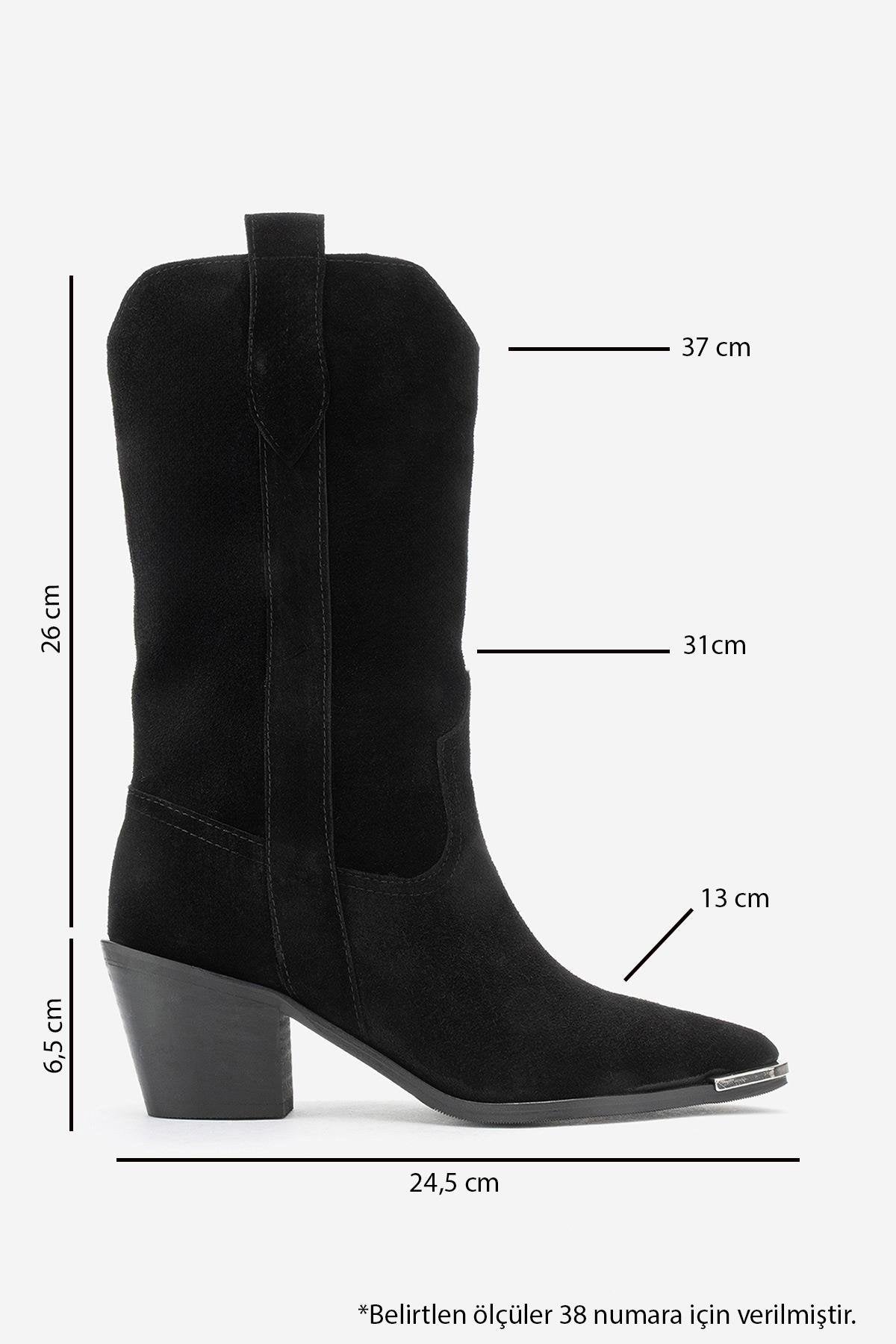 Alvi - Black Suede Genuine Leather Western Boot – top view showing leather, suede, black, SimmiUnique