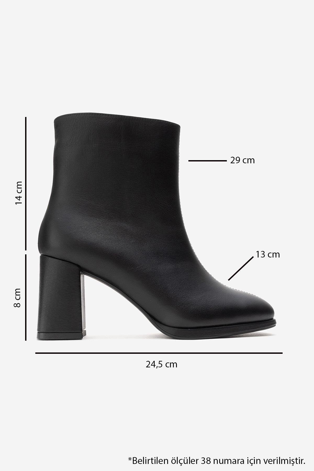 Napoli - Black Genuine Leather Block Heel Ankle Boot – top view showing leather, black, SimmiUnique