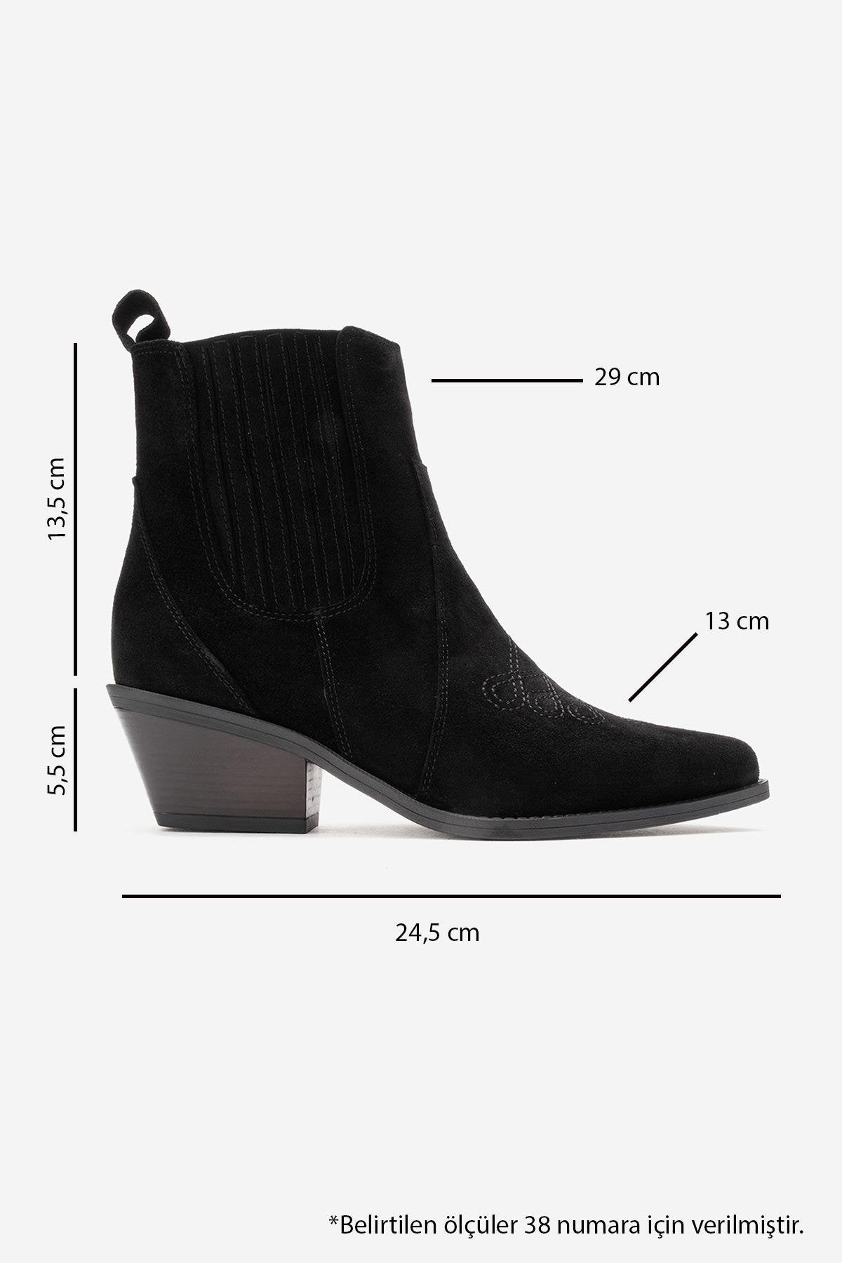 Julieta - Black Genuine Leather Western Boot – top view showing leather, suede, black, SimmiUnique
