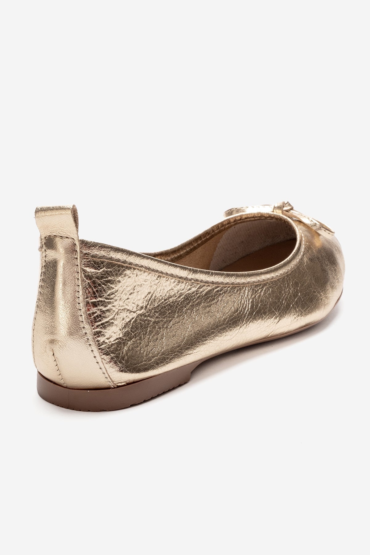 01 - Gold Genuine Leather Ballet Flat – back view showing leather, gold, SimmiUnique