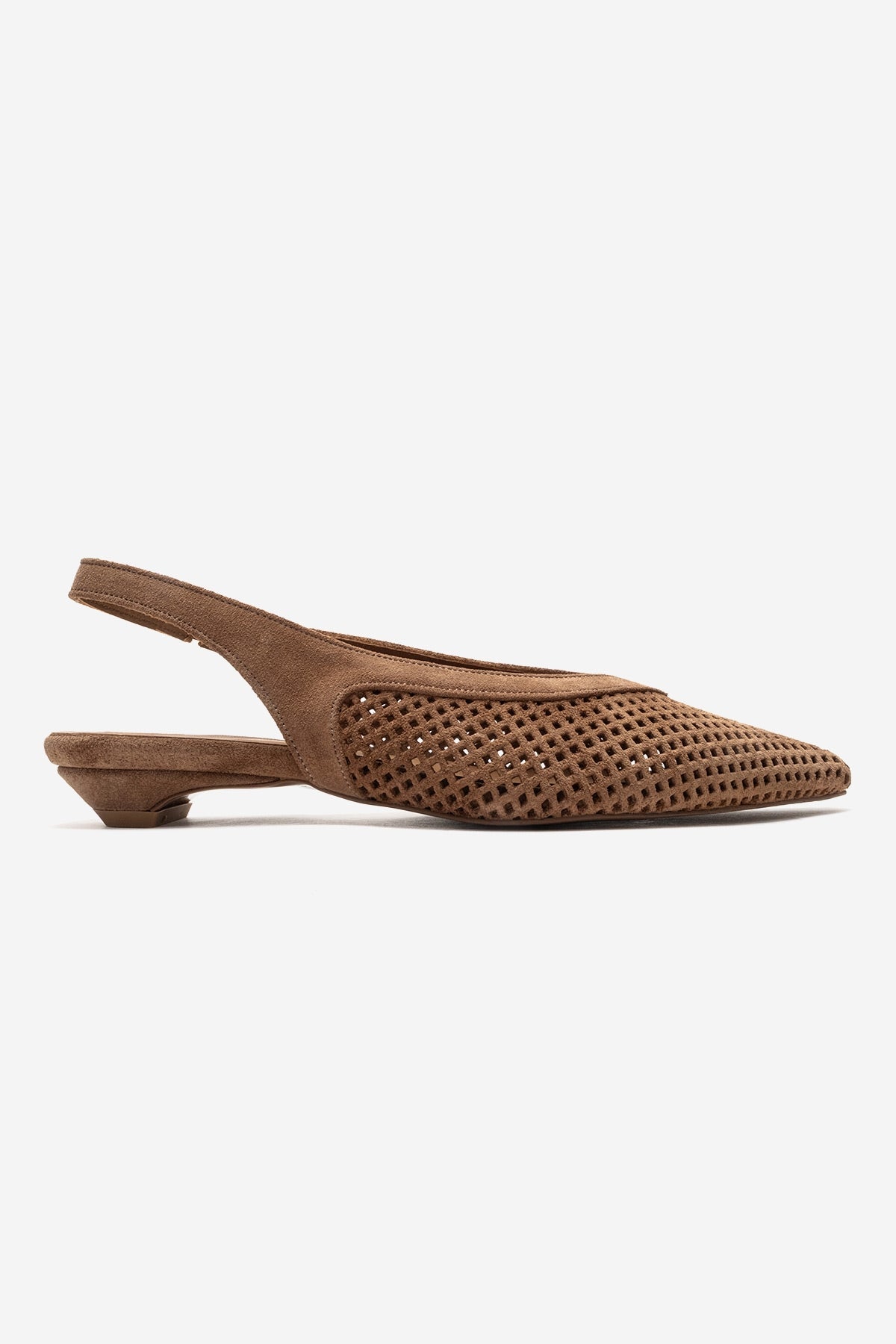 LIEVE - Taupe Genuine Leather Low Block Heel Shoe – heel view showing leather, suede, SimmiUnique