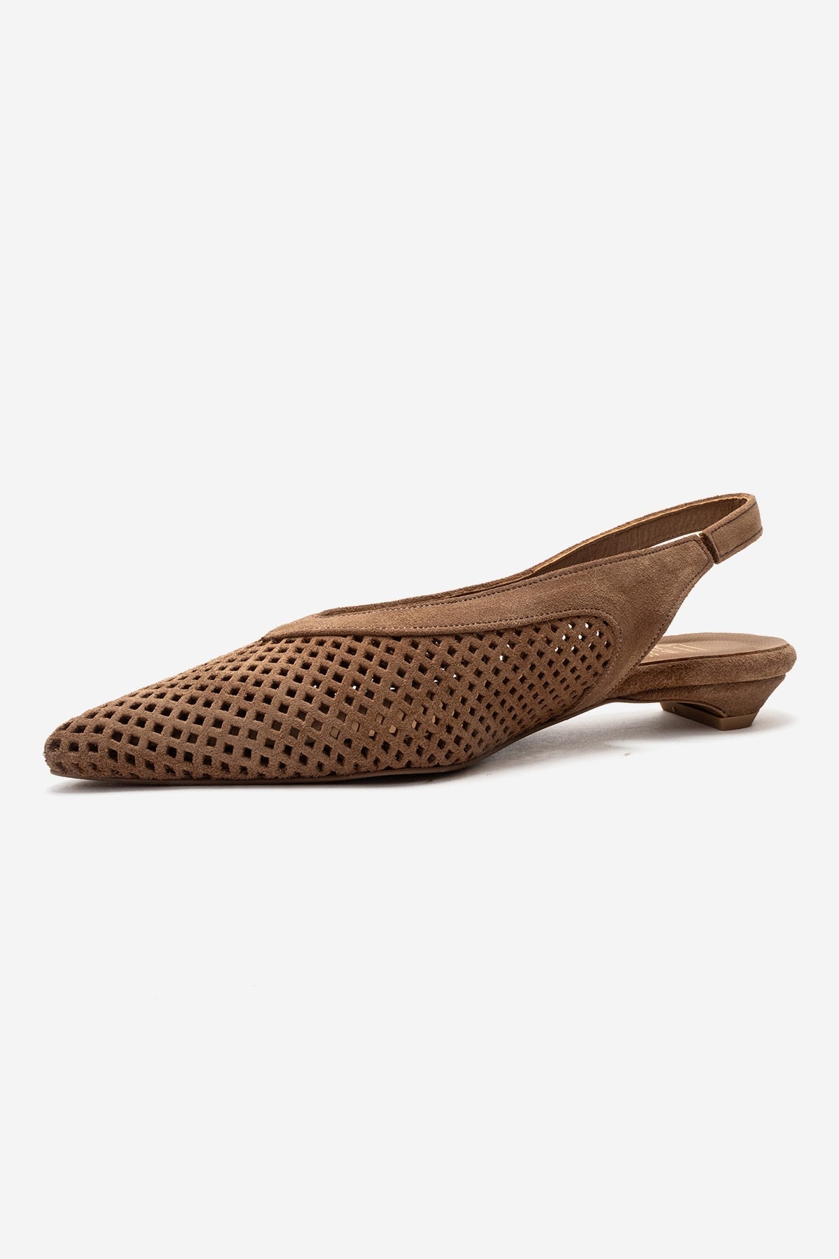 LIEVE - Taupe Genuine Leather Low Block Heel Shoe – top view showing leather, suede, SimmiUnique