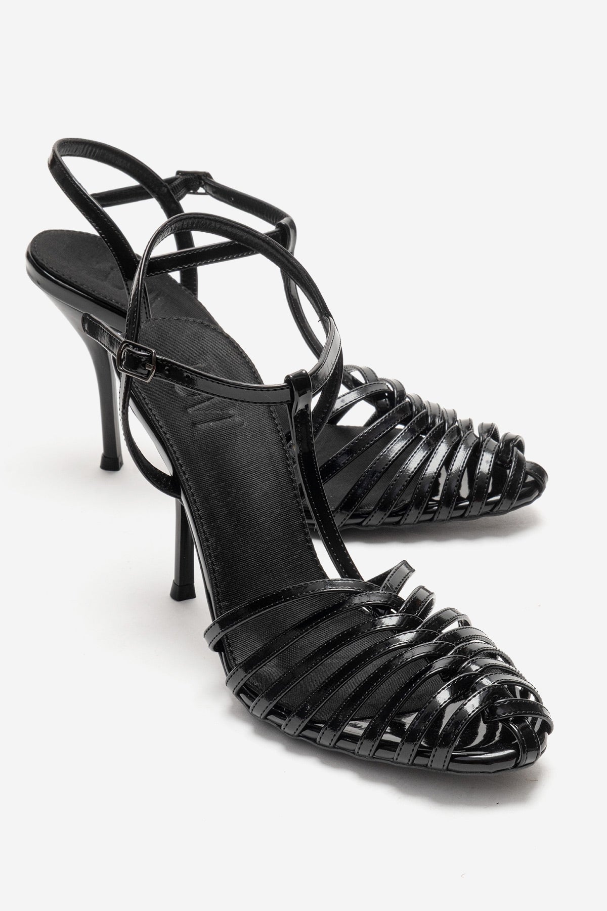 PASION - Black Stiletto Pump – front three-quarter view showing leather, black, SimmiUnique