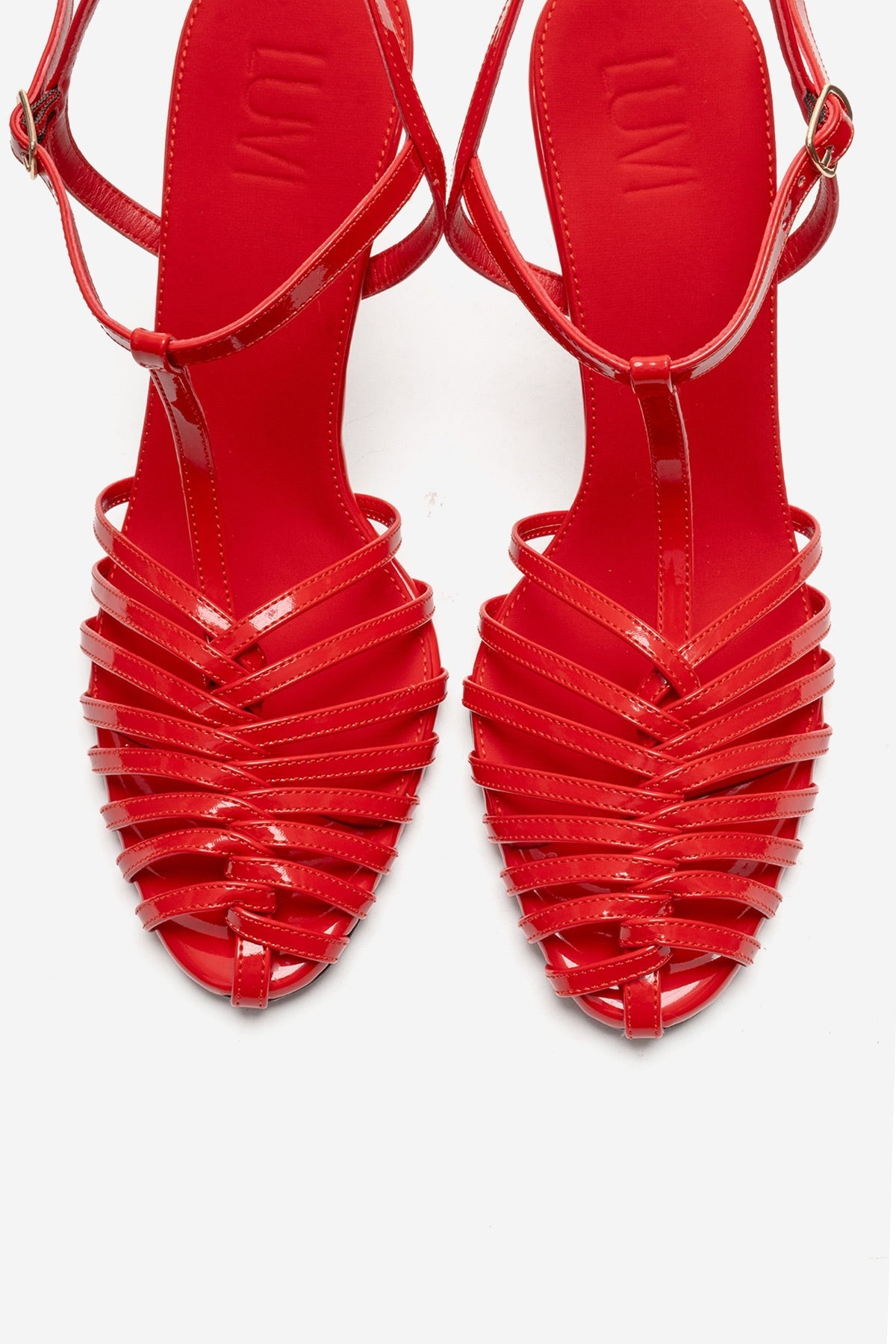PASION - Red Stiletto Pump – side view showing leather, red, SimmiUnique