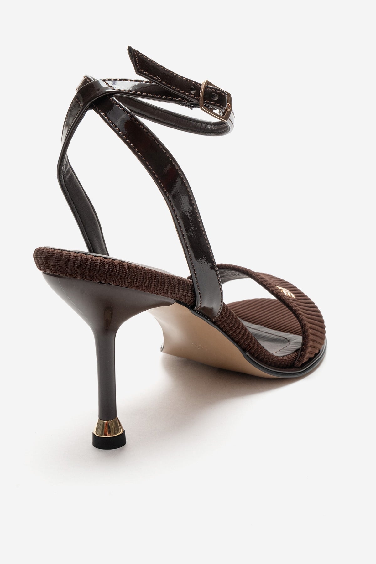 Arlette - Brown Stiletto Pump – back view showing leather, red, SimmiUnique