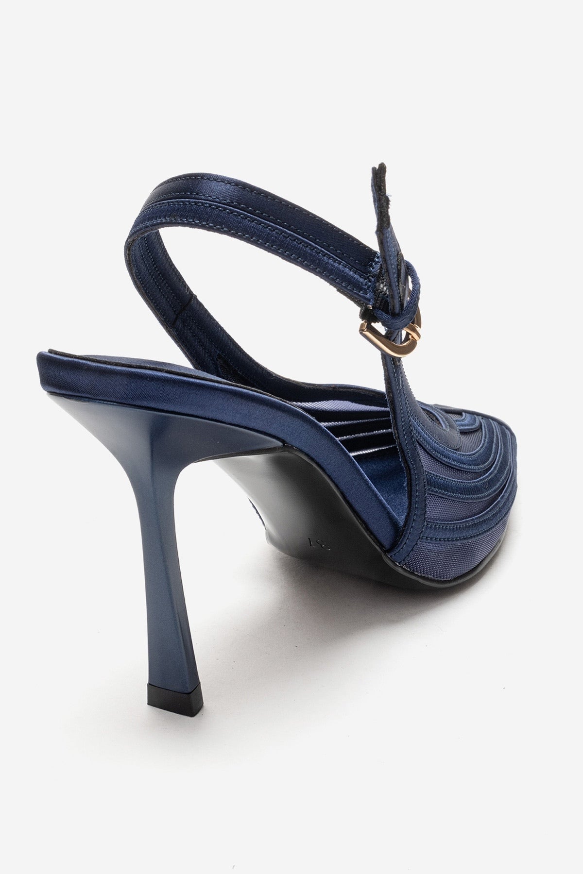 FAUNA - Navy Stiletto Pump – back view showing red, SimmiUnique