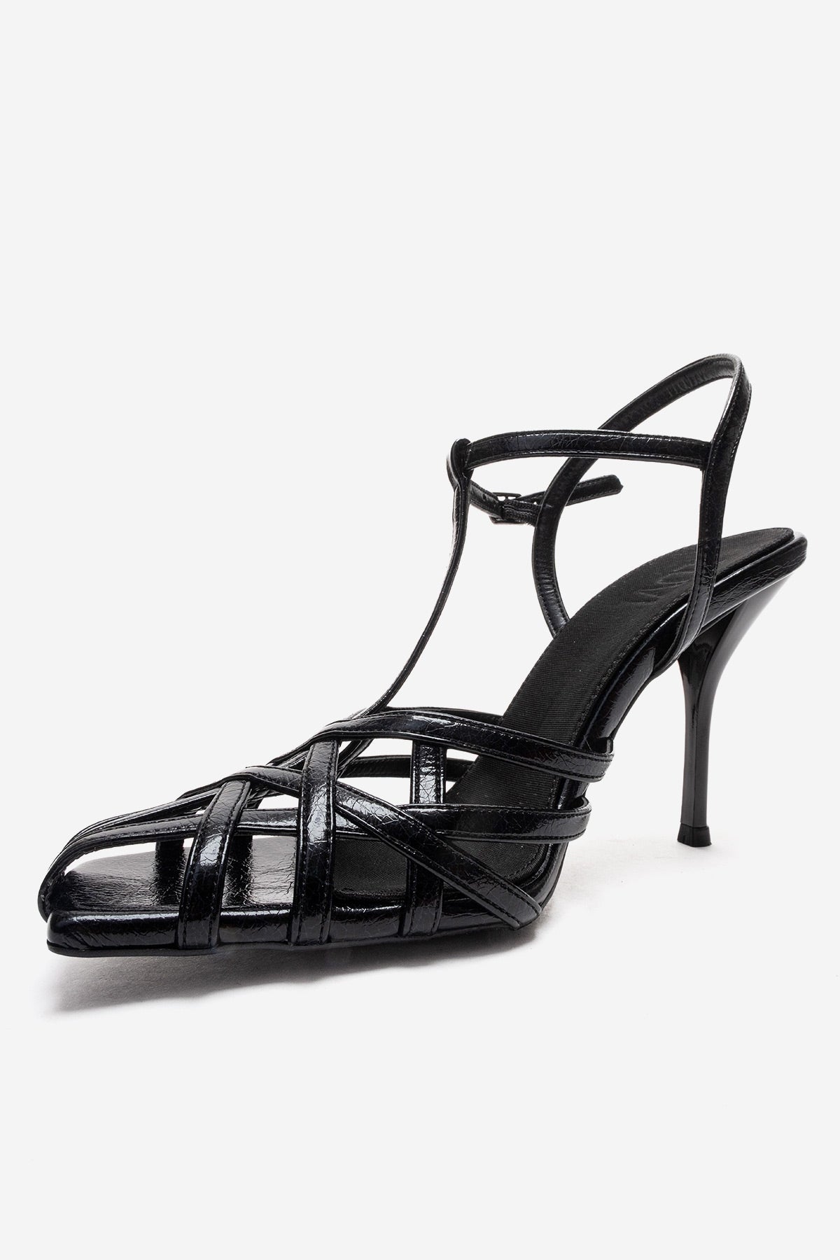 ALLOS - Black Stiletto Pump – top view showing leather, black, SimmiUnique