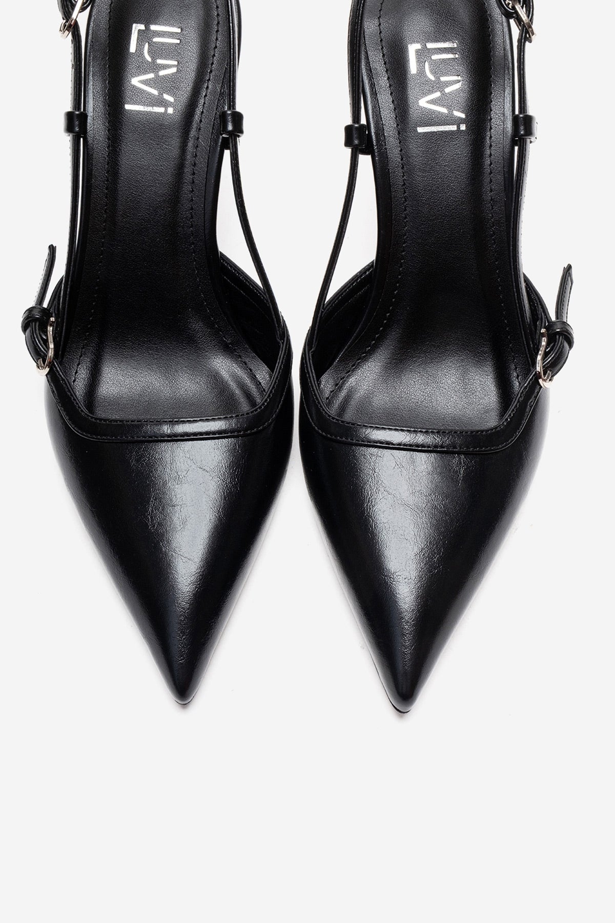 CELIA - Black Block Heel Pointed Toe Shoe – side view showing leather, black, SimmiUnique