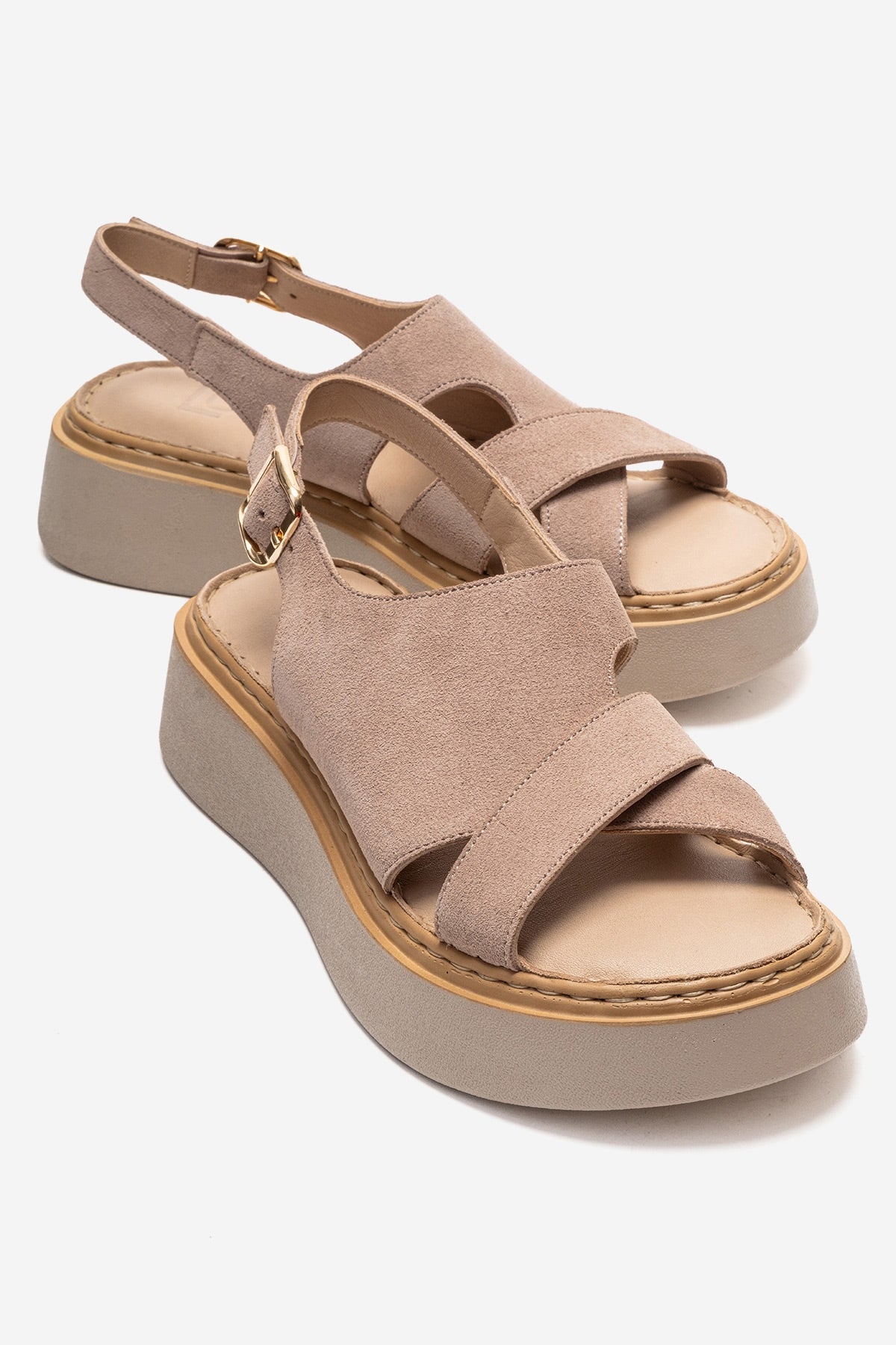 Vien - Beige Genuine Leather Sandal – front three-quarter view showing leather, SimmiUnique