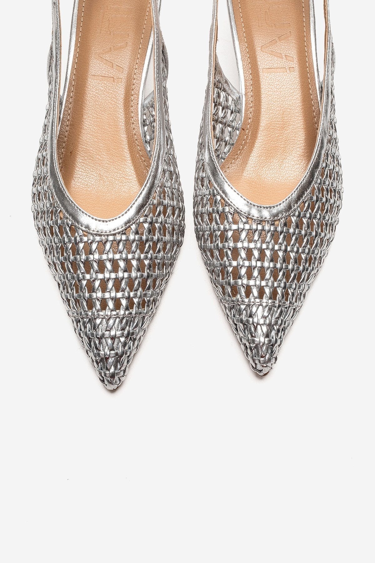 Orelis - Genuine Leather Silver Kitten Heel – side view showing leather, silver, SimmiUnique