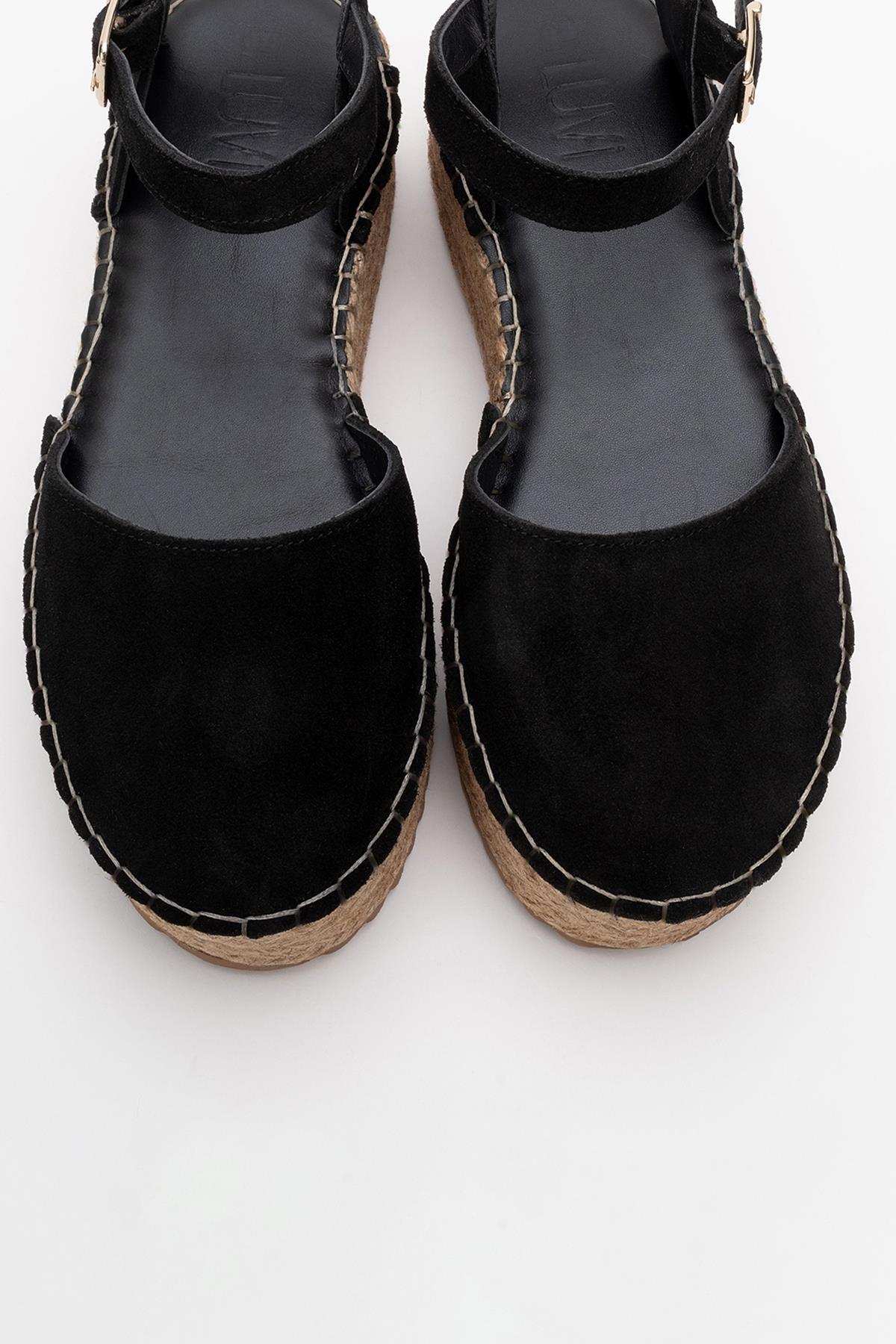 Viba - Black Suede Leather Espadrilles – side view showing leather, suede, black, SimmiUnique