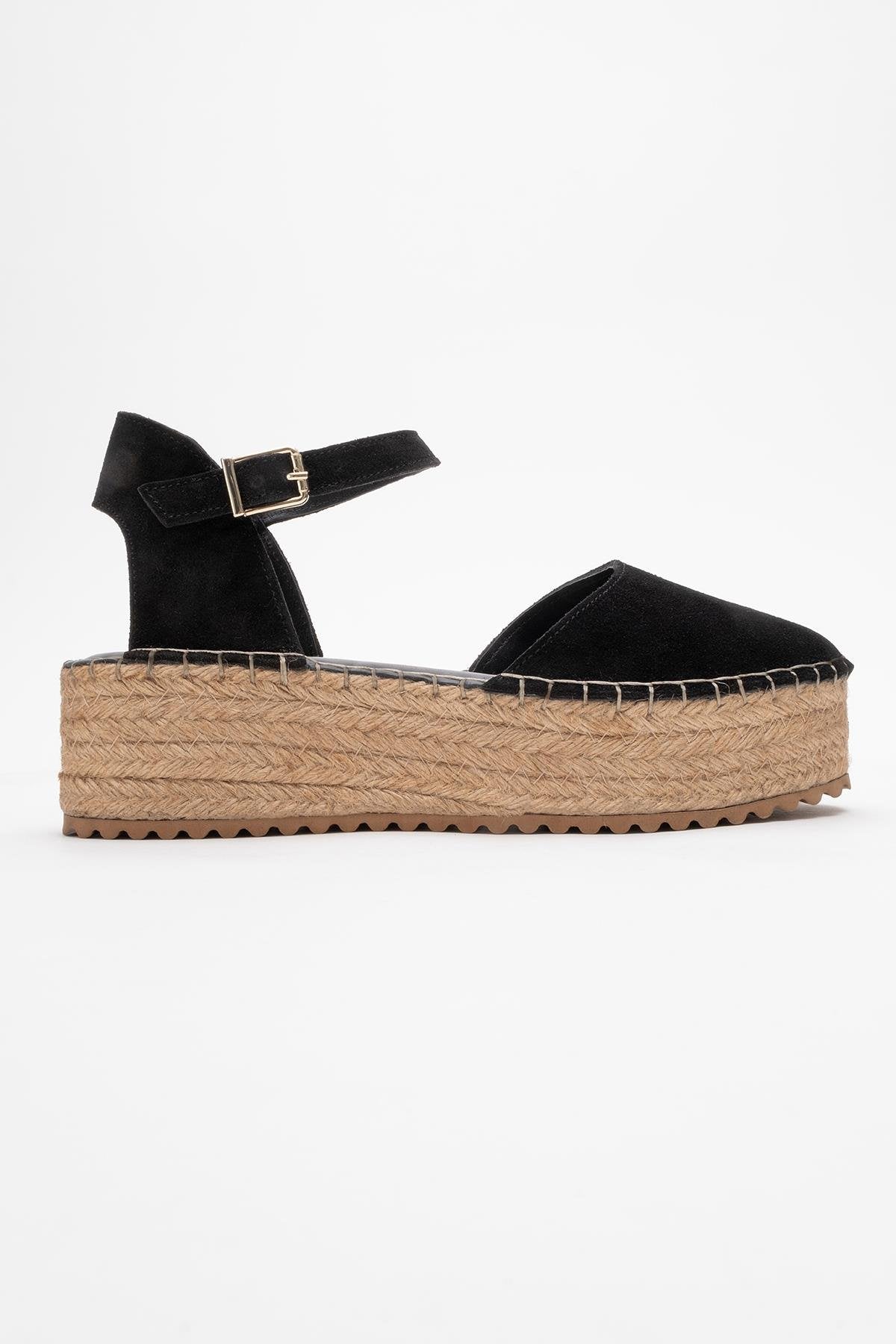 Viba - Black Suede Leather Espadrilles – back view showing leather, suede, black, SimmiUnique