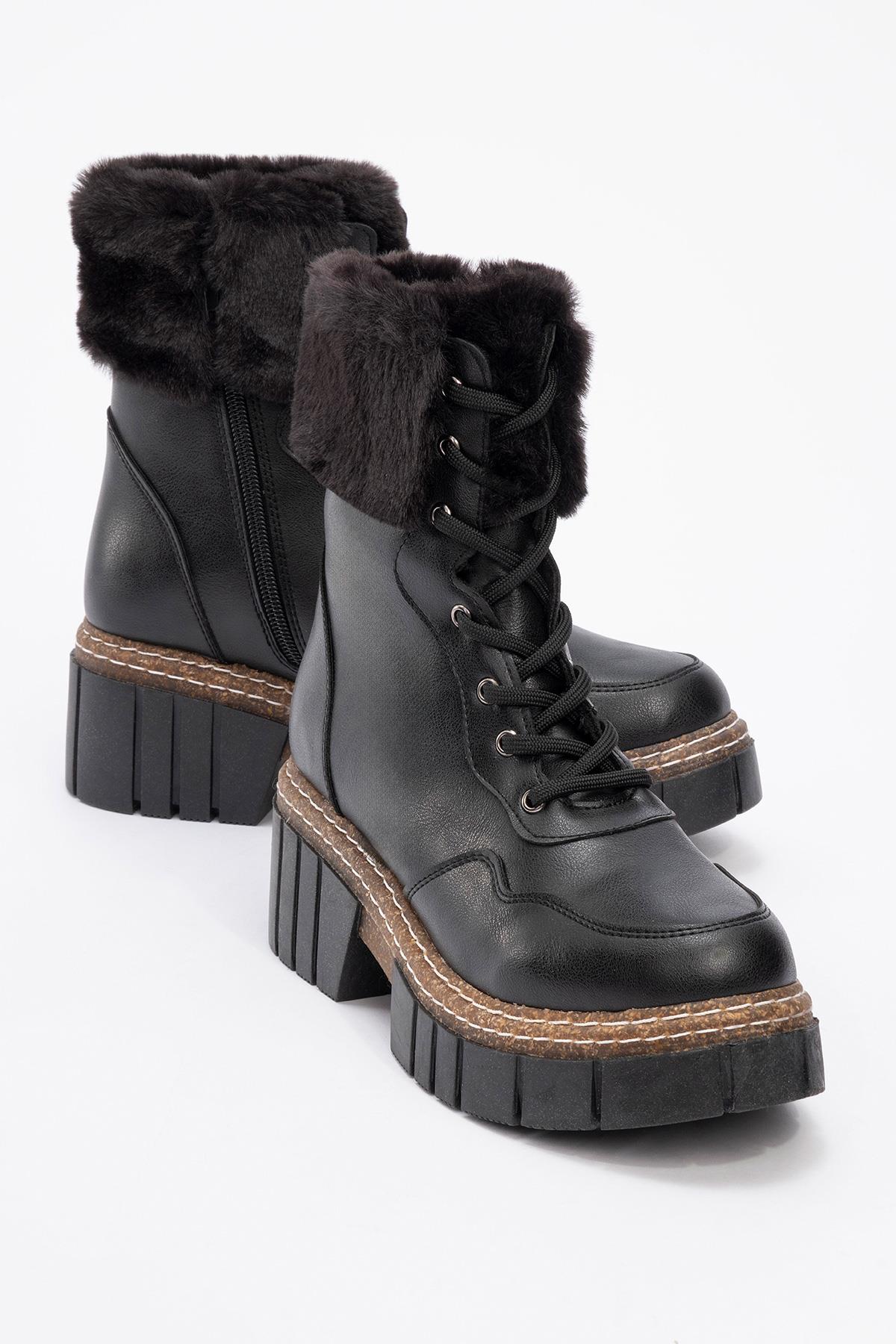 Faith - Black Boot – front three-quarter view showing leather, black, SimmiUnique