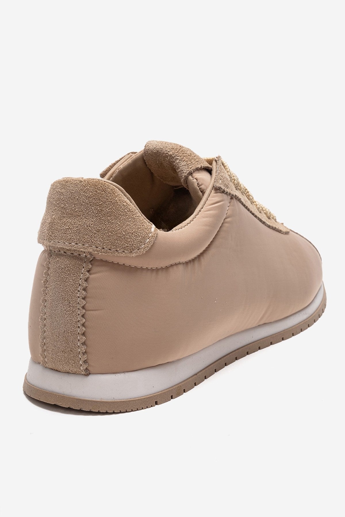 UNICA - Beige Genuine Leather Sneaker – back view showing leather, suede, SimmiUnique