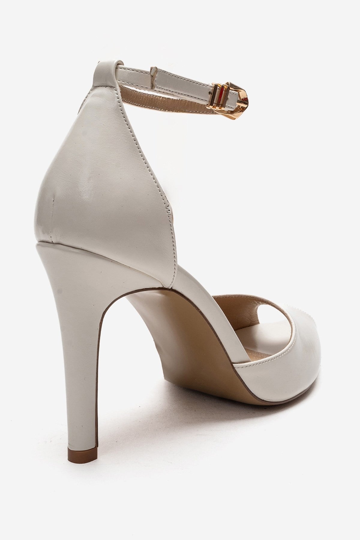 DONA - Off-White Stiletto Pump – back view showing leather, white, SimmiUnique