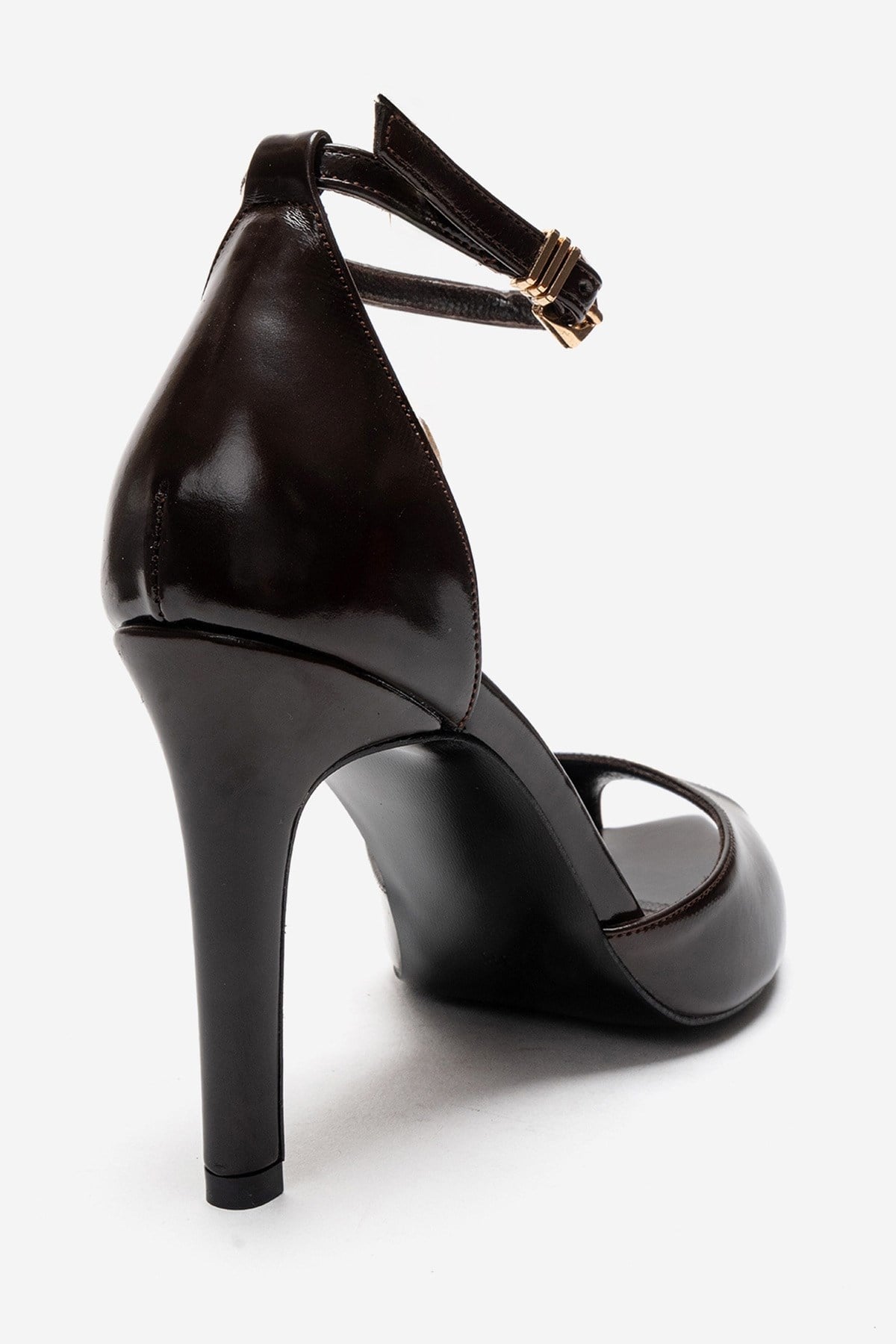 DONA - Cognac Genuine Leather Stiletto Pump – back view showing leather, SimmiUnique