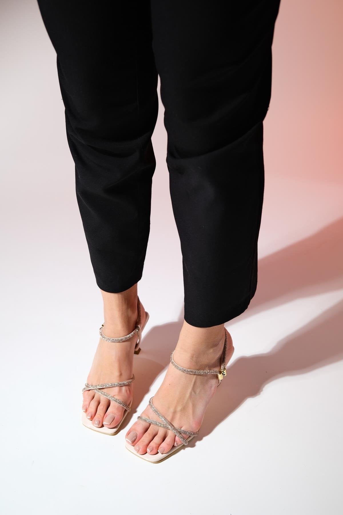 Jasper - Beige Embellished Dress Shoe – back view showing leather, SimmiUnique