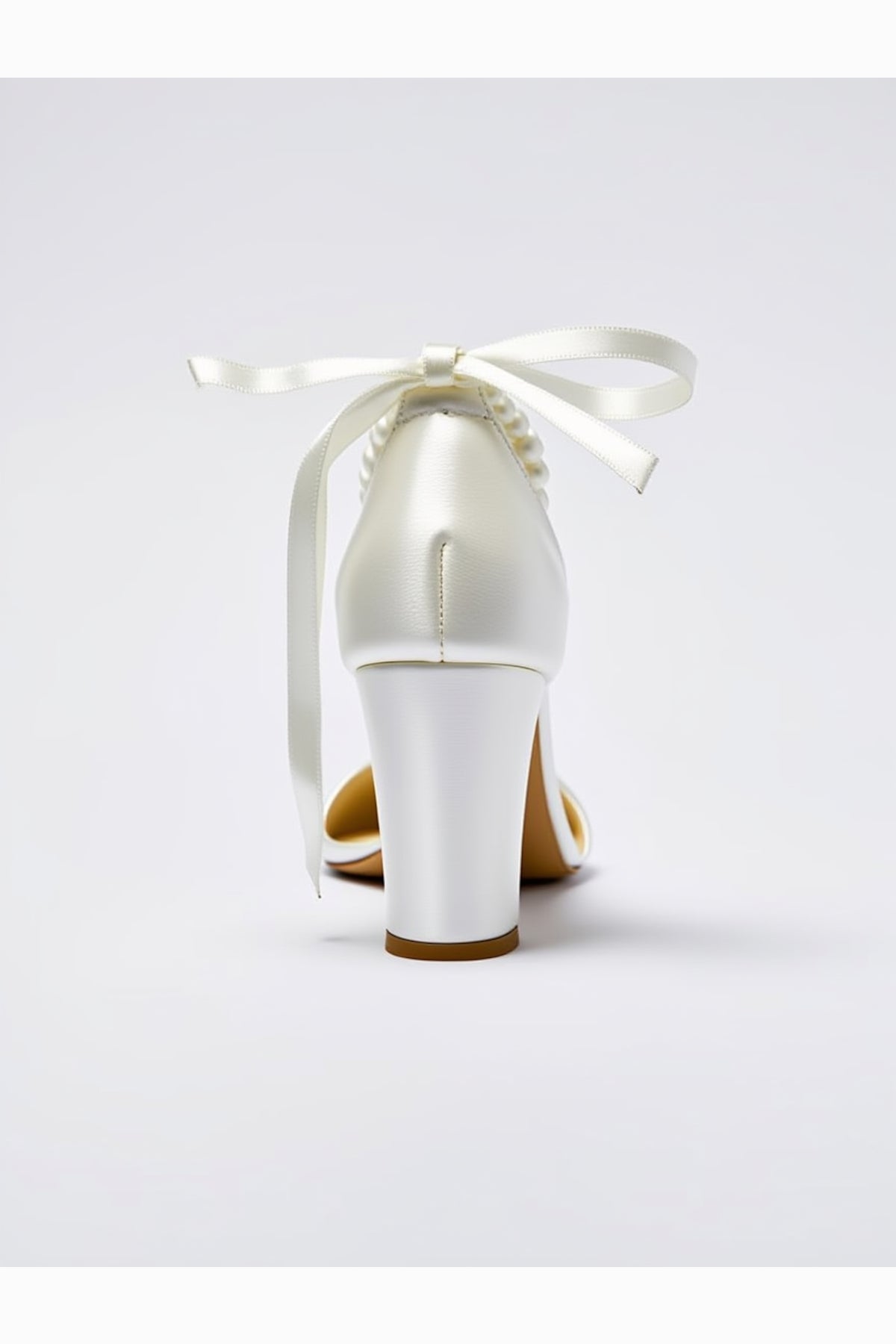 Caelis Pearl Block Heels Bridal Shoes – detail view showing pearl, SimmiUnique