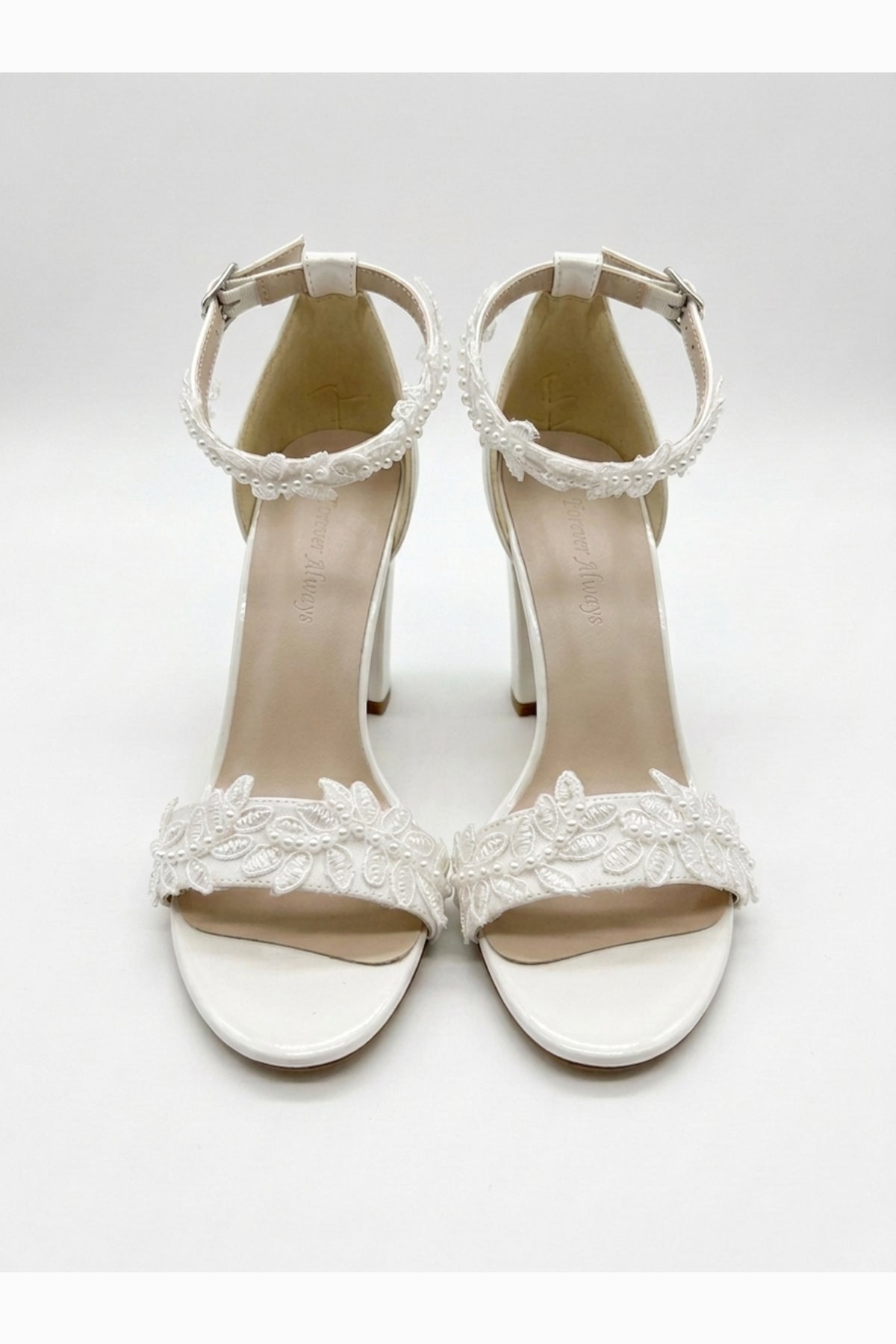Lirielle Lace Wedding Heels – back view showing lace, red, SimmiUnique