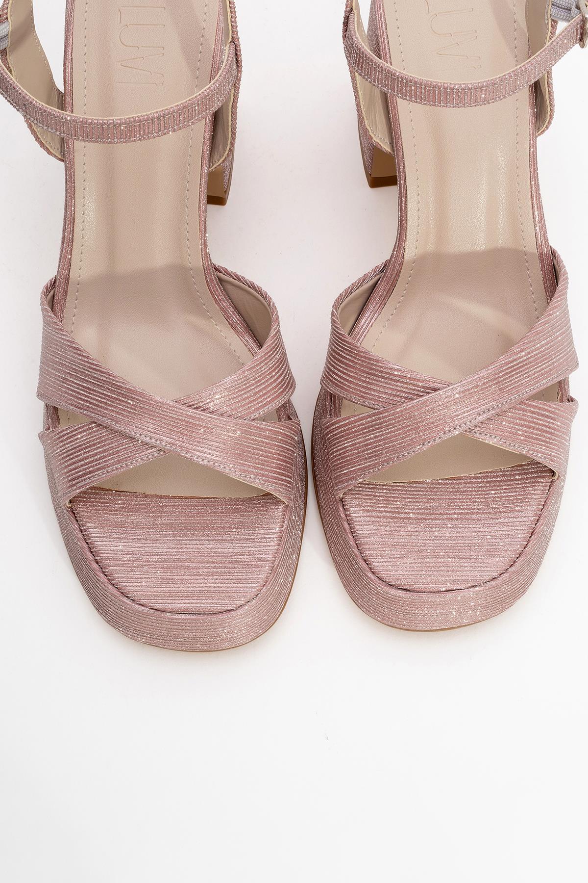 Lello - Pink Striped Platform Heel Shoe – side view showing leather, pink, SimmiUnique