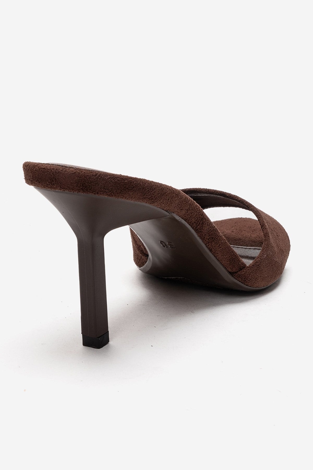 Varelan - Brown Suede Heeled Mule – back view showing leather, suede, SimmiUnique