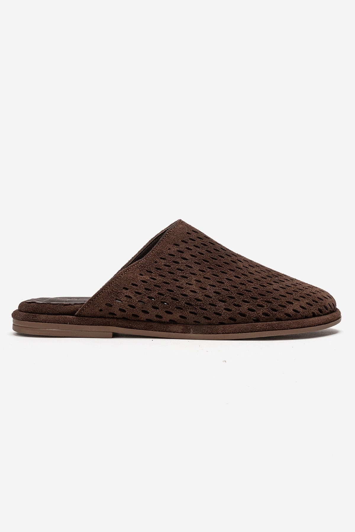 Melara - Cognac Genuine Leather Closed-Toe Slide – heel view showing leather, suede, SimmiUnique