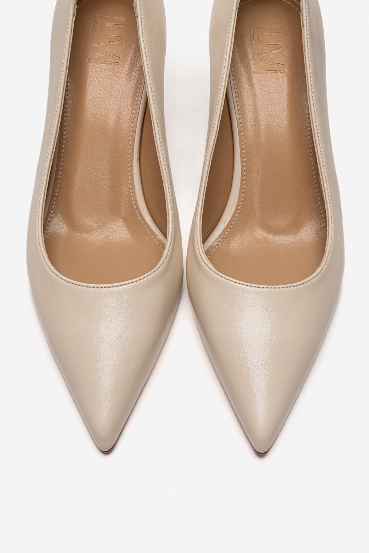 VELMIRA - Off-White Genuine Leather Stiletto Pump – side view showing leather, white, SimmiUnique
