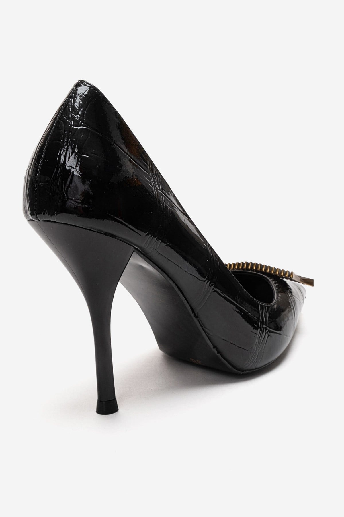 DEXEN - Black Stiletto Pump – back view showing leather, black, SimmiUnique