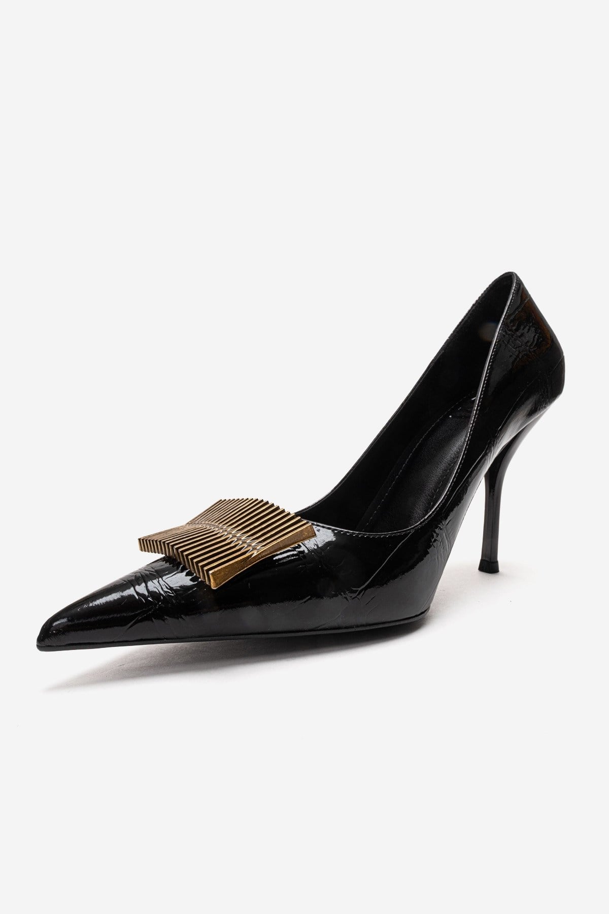 DEXEN - Black Stiletto Pump – top view showing leather, black, SimmiUnique
