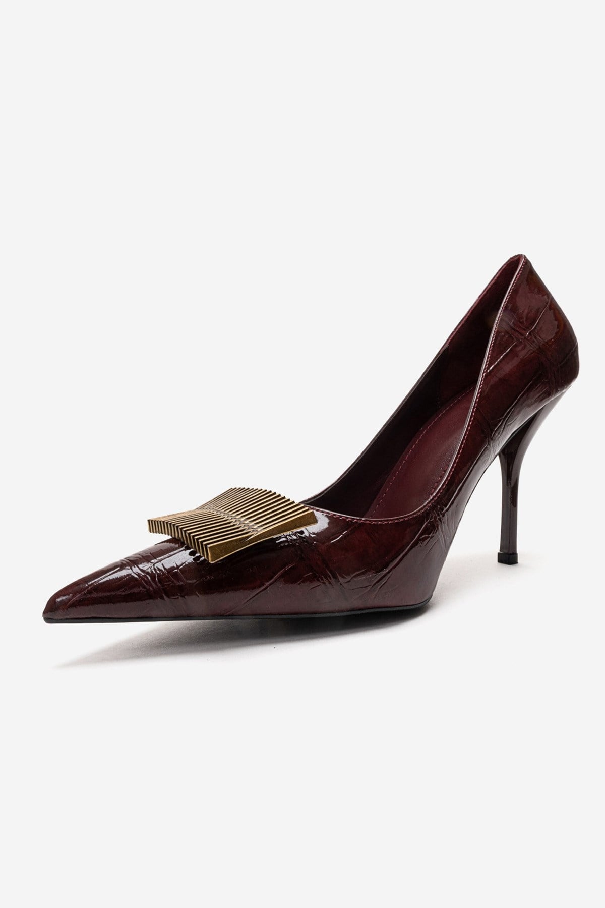 DEXEN - Burgundy Stiletto Pump – top view showing leather, SimmiUnique