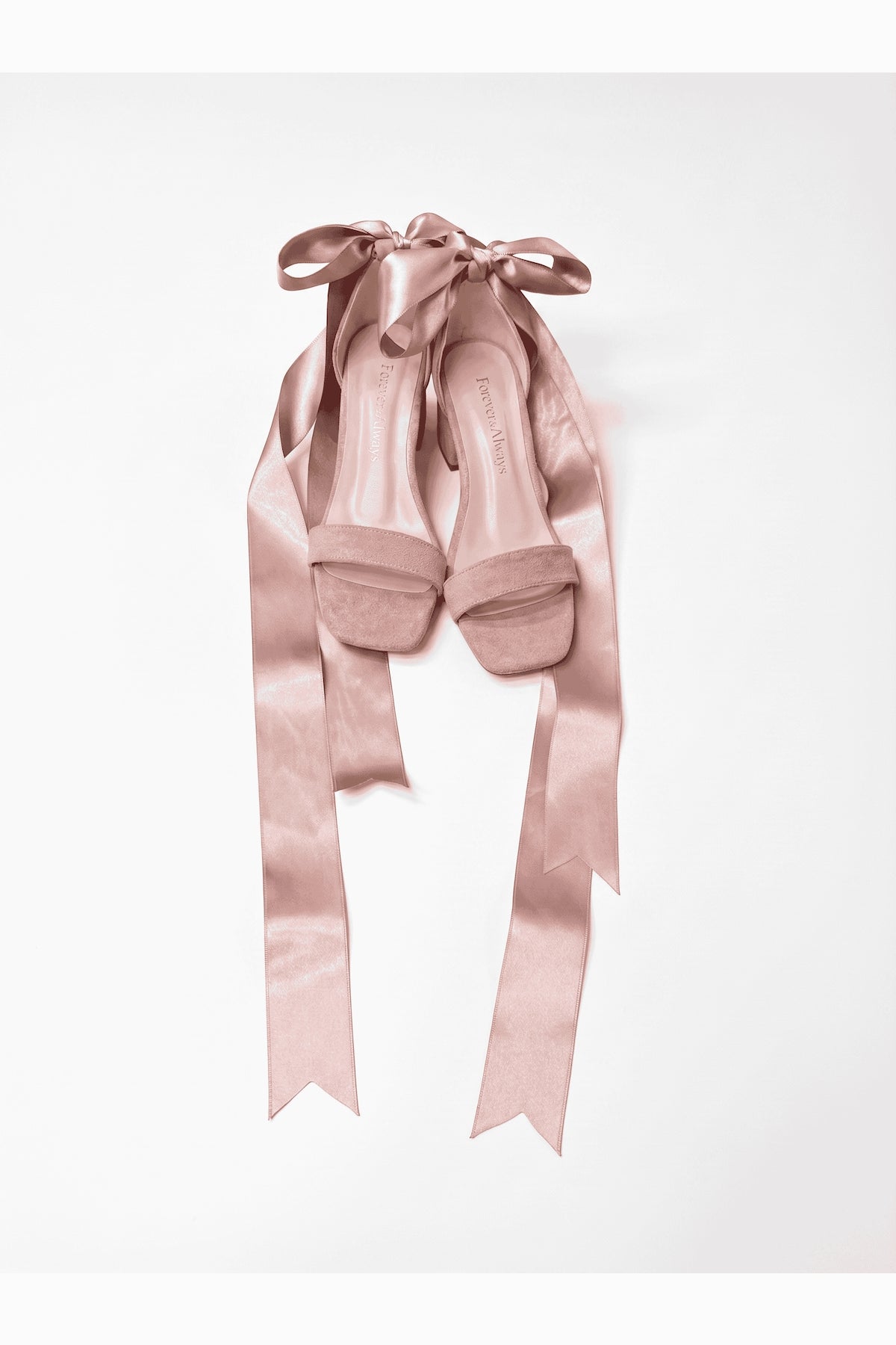 Rova Dusty Pink Suede Satin Bow Block Heel Sandal – back view showing bow, satin, suede, SimmiUnique