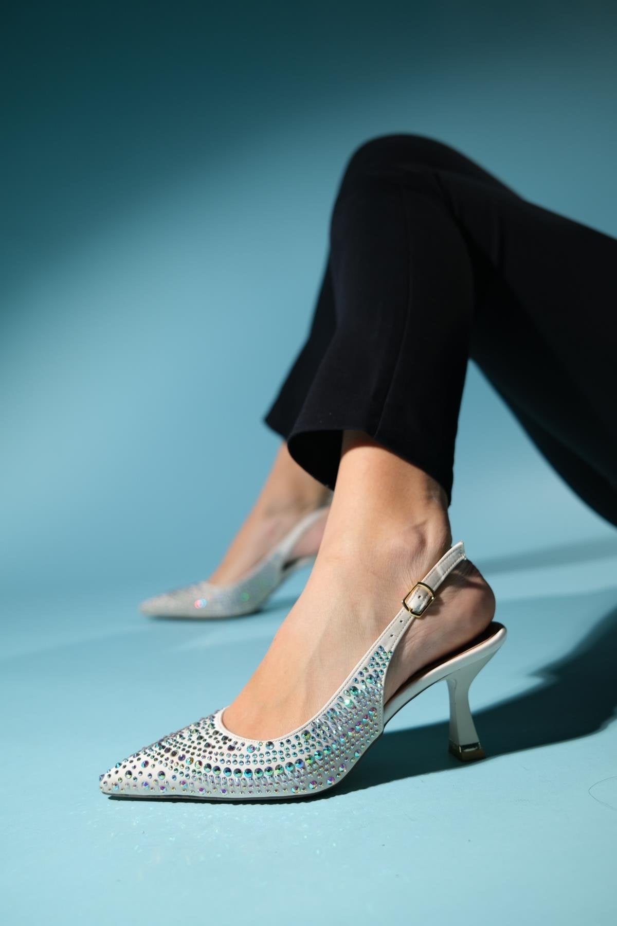 Juan - Beige Satin Dress Shoe – side view showing satin, leather, SimmiUnique